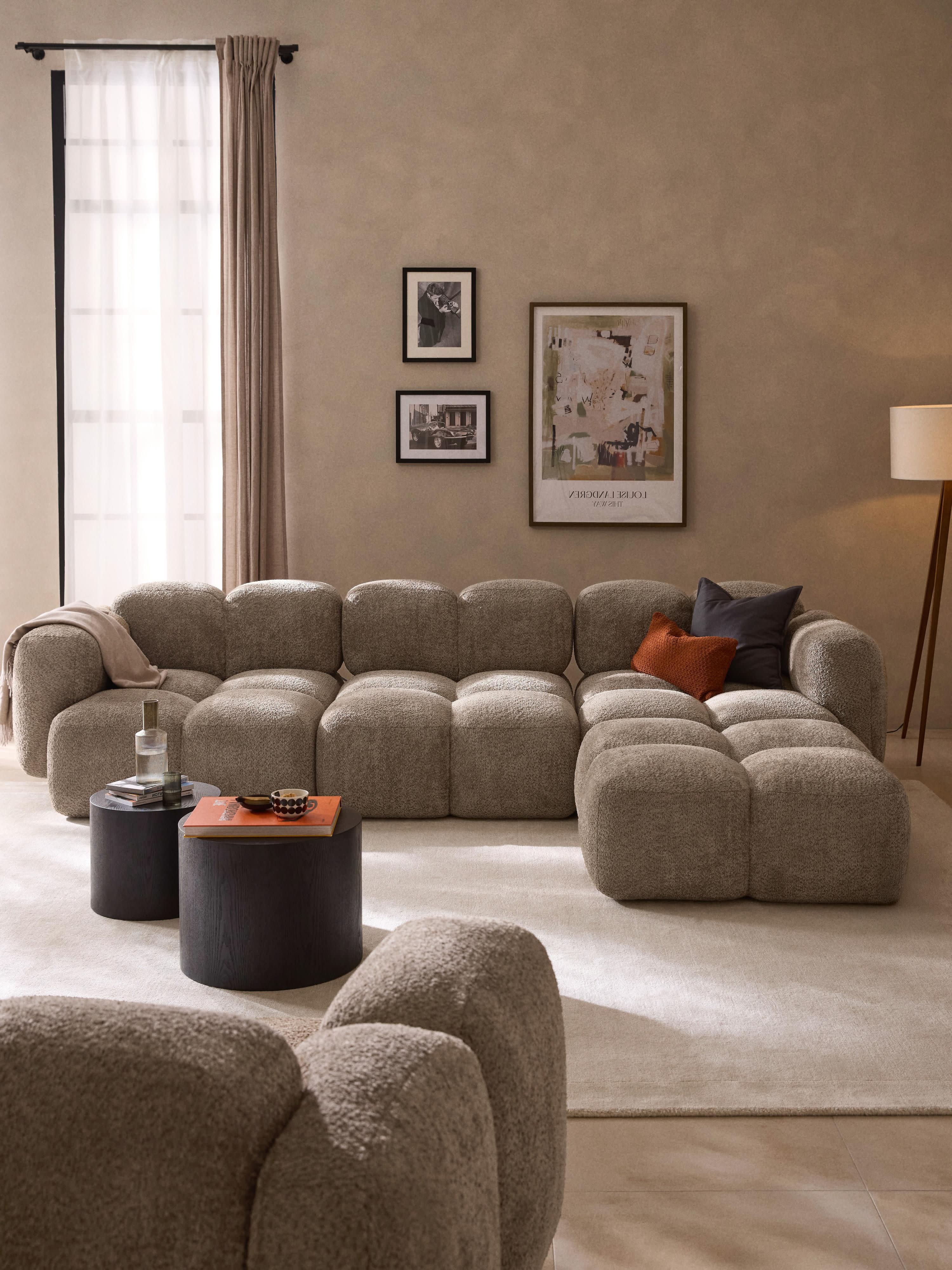 Tayla Modular Teddy-Bouclé Sofa (4-seater) with Ottoman (left/right)