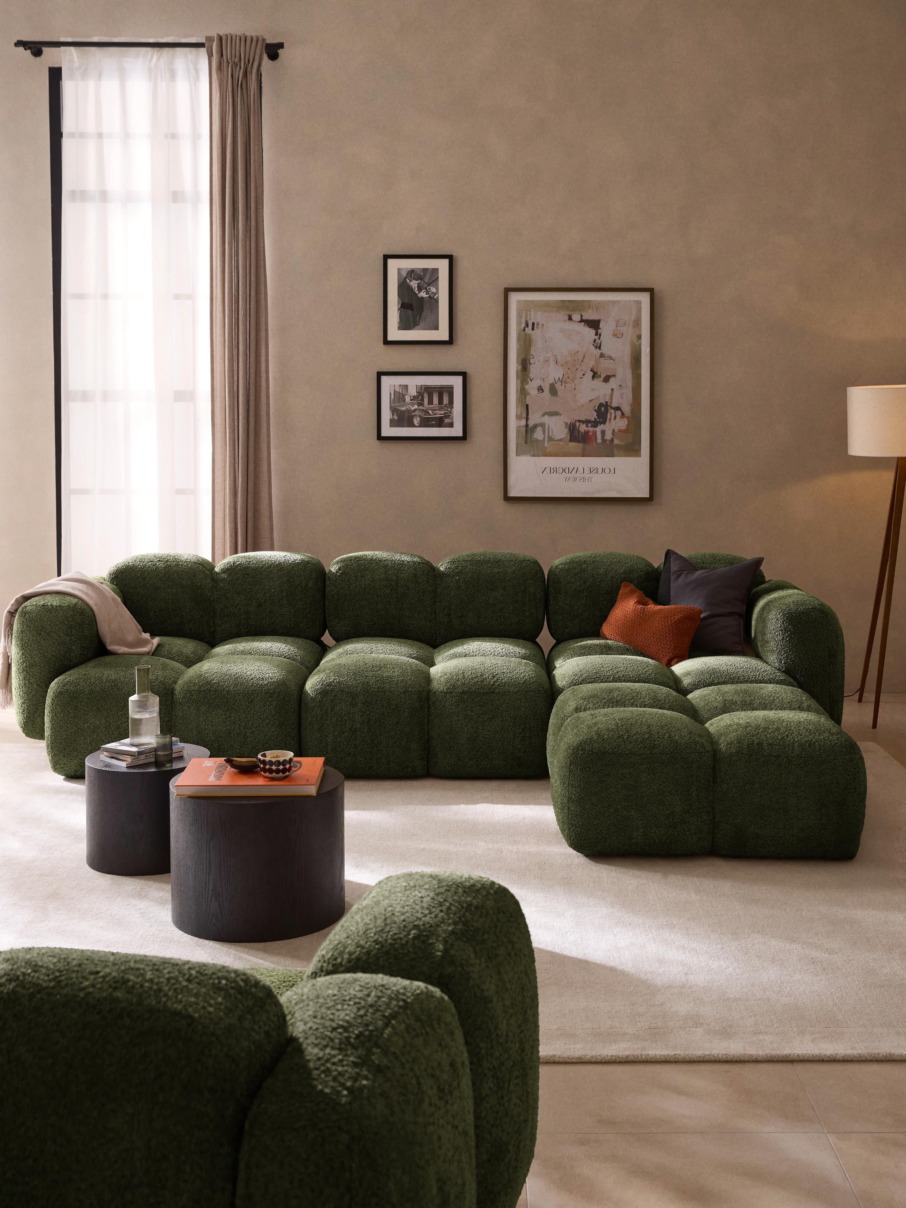 Tayla Modular Teddy-Bouclé Sofa (4-seater) with Ottoman