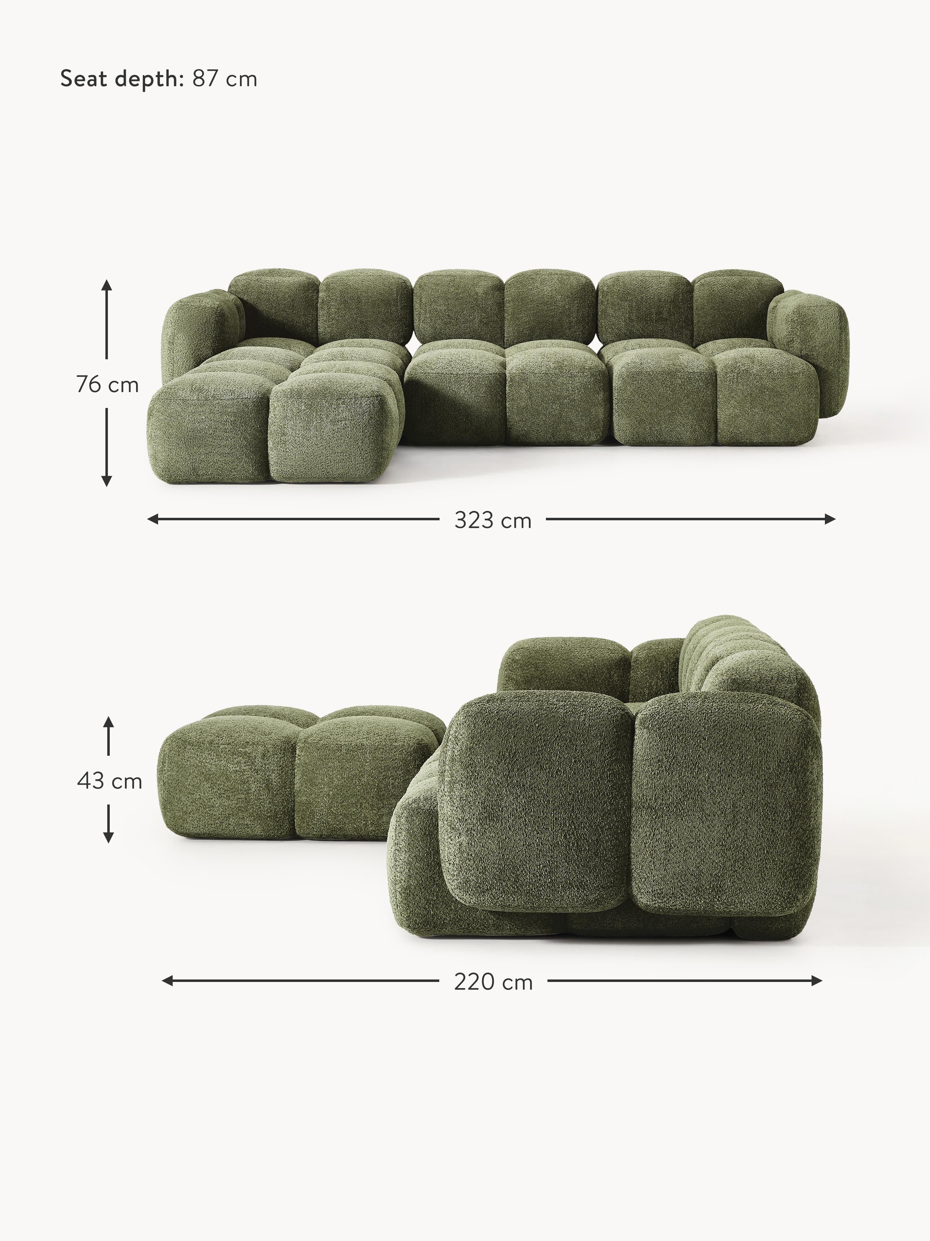 Tayla Modular Teddy-Bouclé Sofa (4-seater) with Ottoman