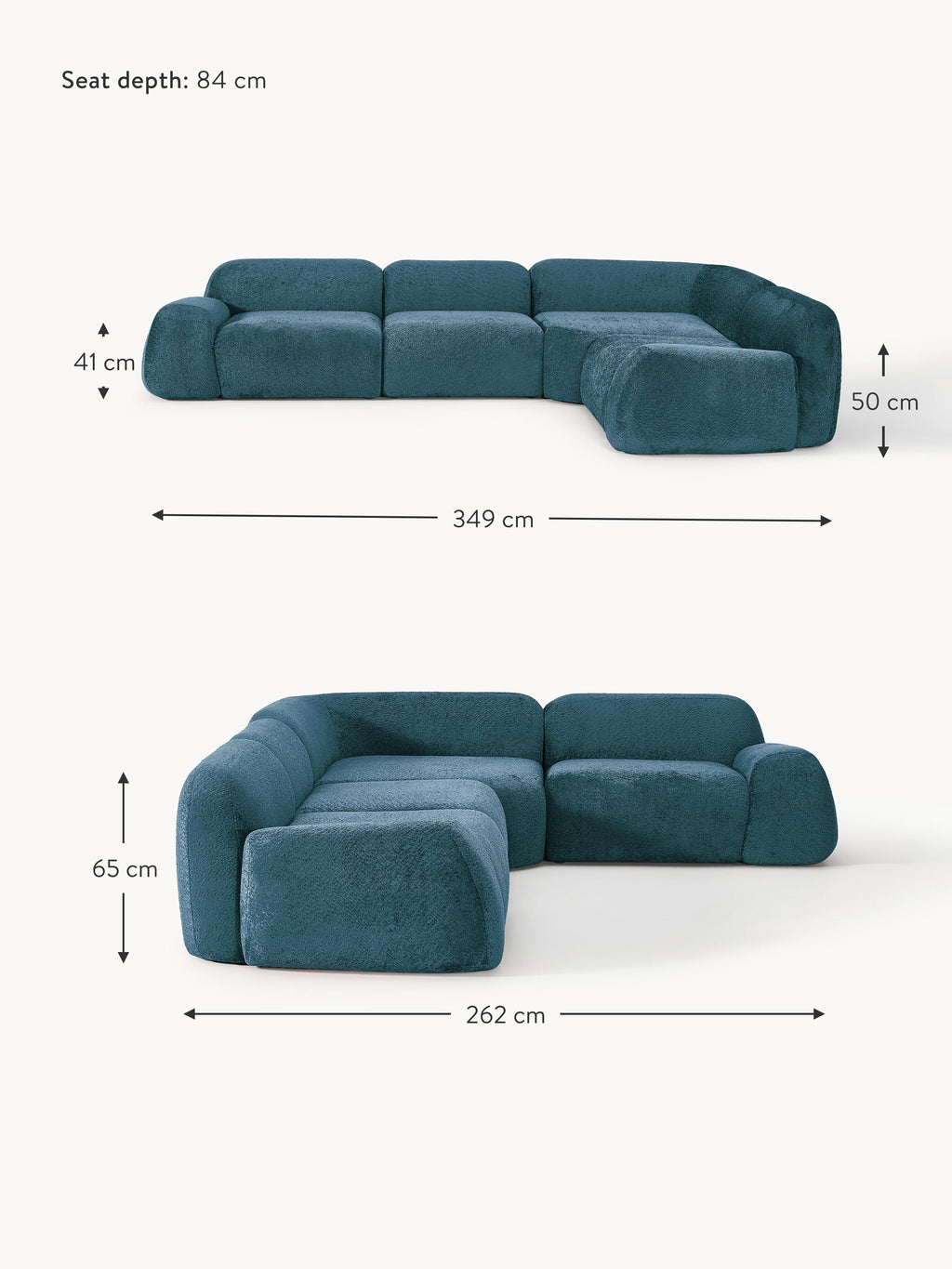 Wolke Modular Teddy Bouclé Corner Sofa (4-seater)