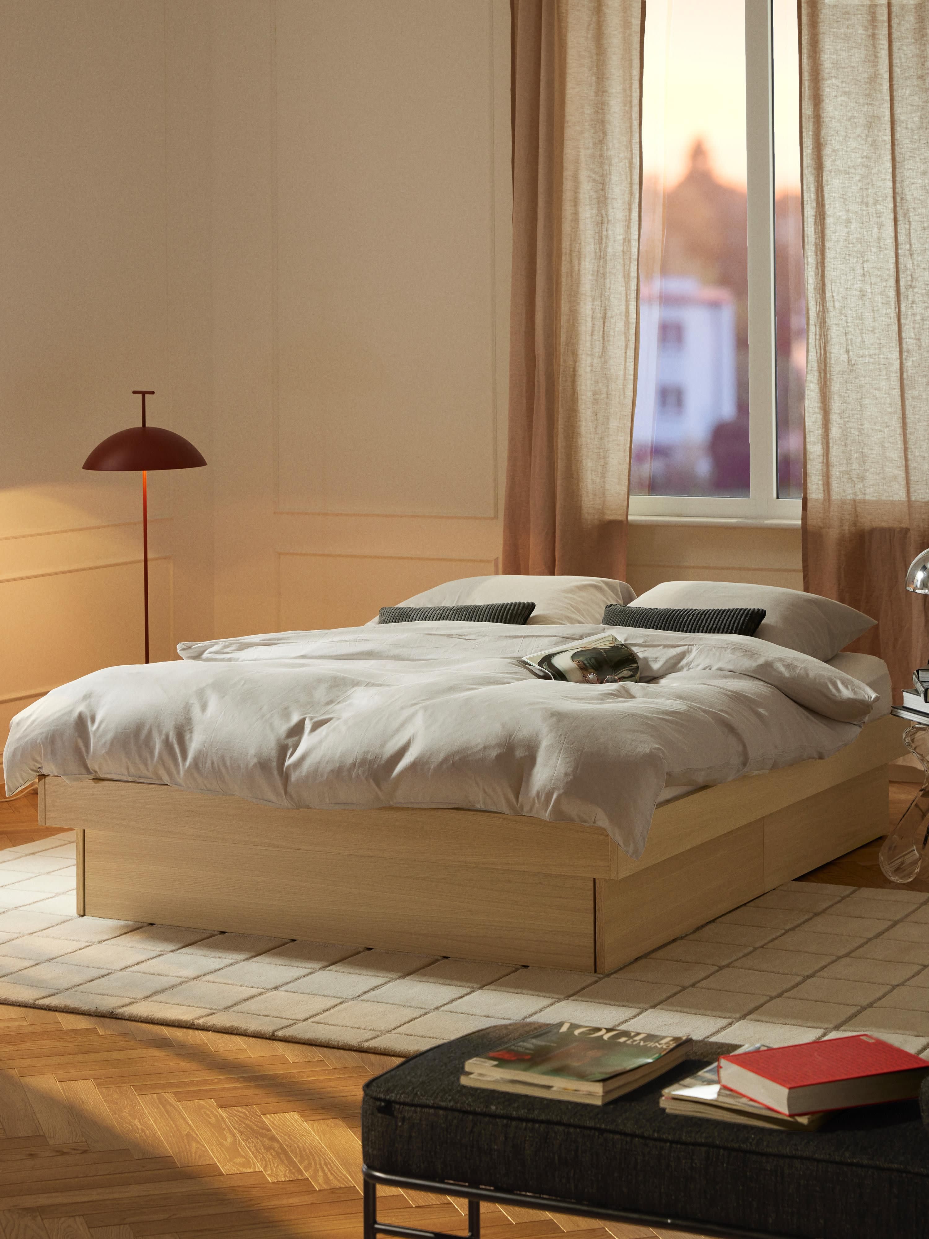 Sato Wooden Bed with Drawers