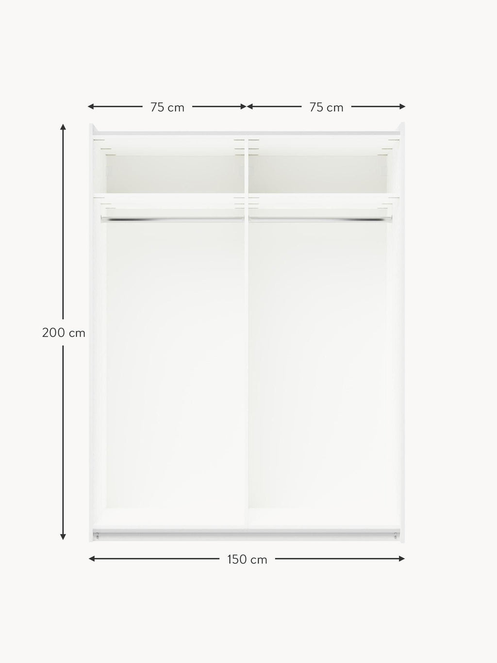 Charlotte Modular Sliding Door Wardrobe, 150 cm Wide, in various sizes