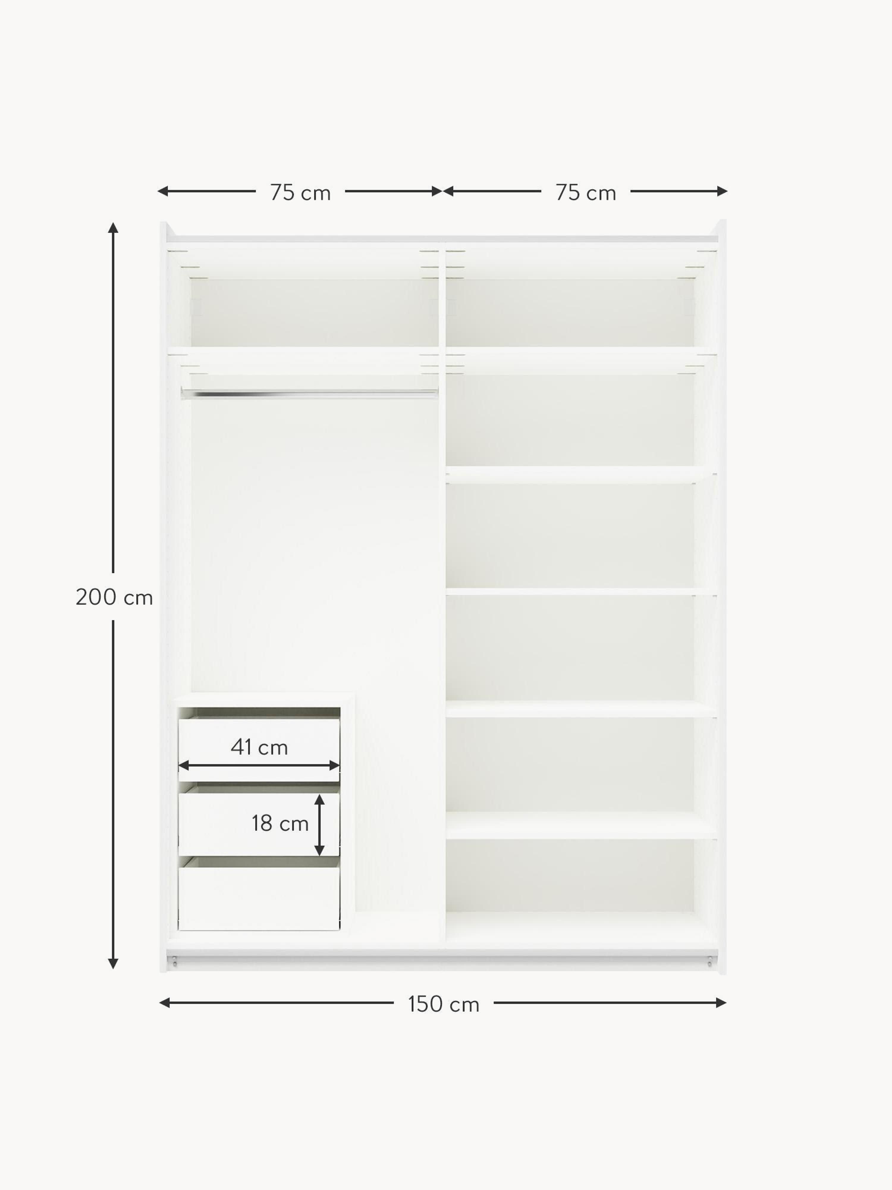 Charlotte Modular Sliding Door Wardrobe, 150 cm Wide, in various sizes