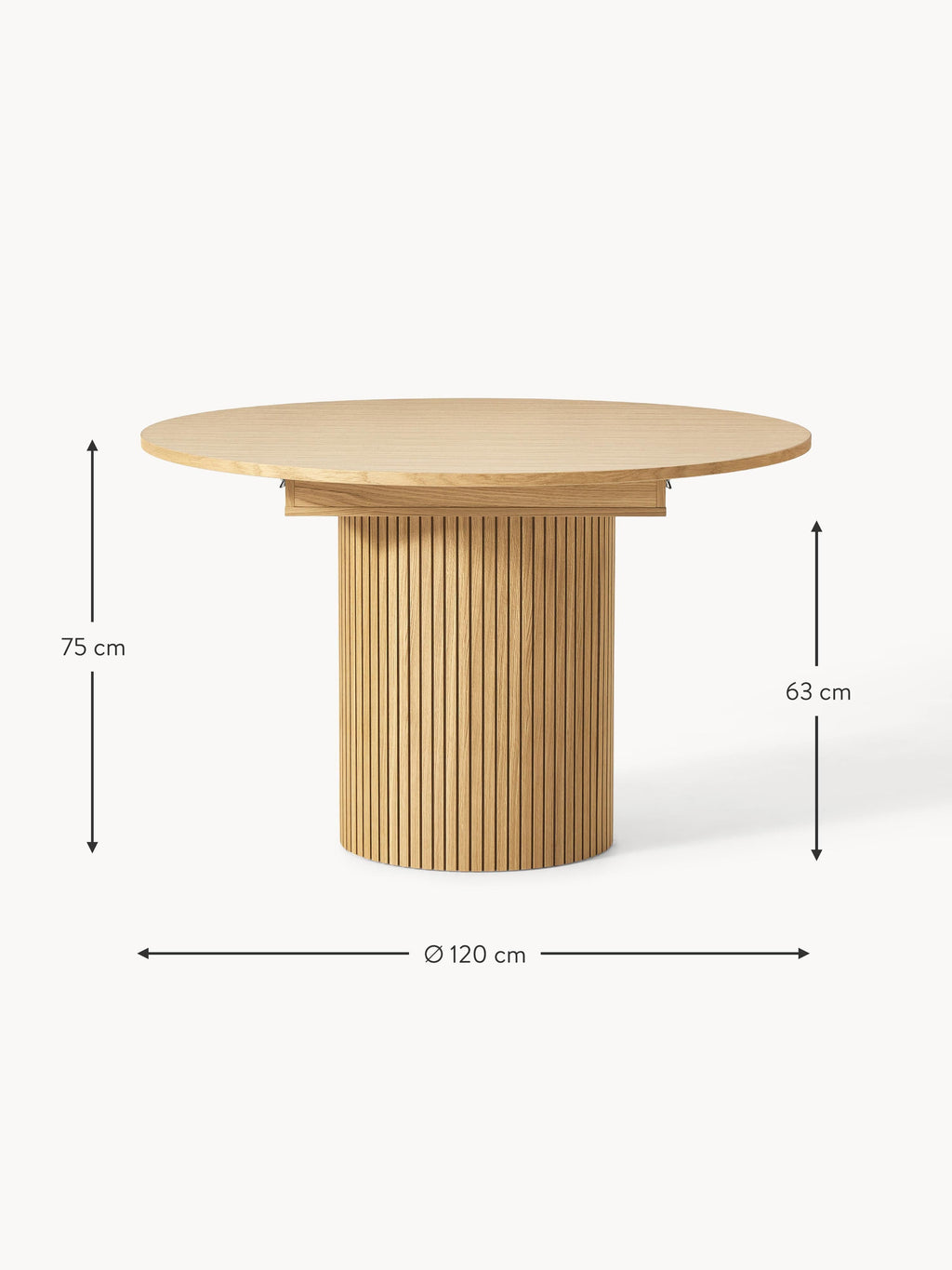 Filo Extendable Dining Table with Groove Structure, 120 - 160 x 75 cm