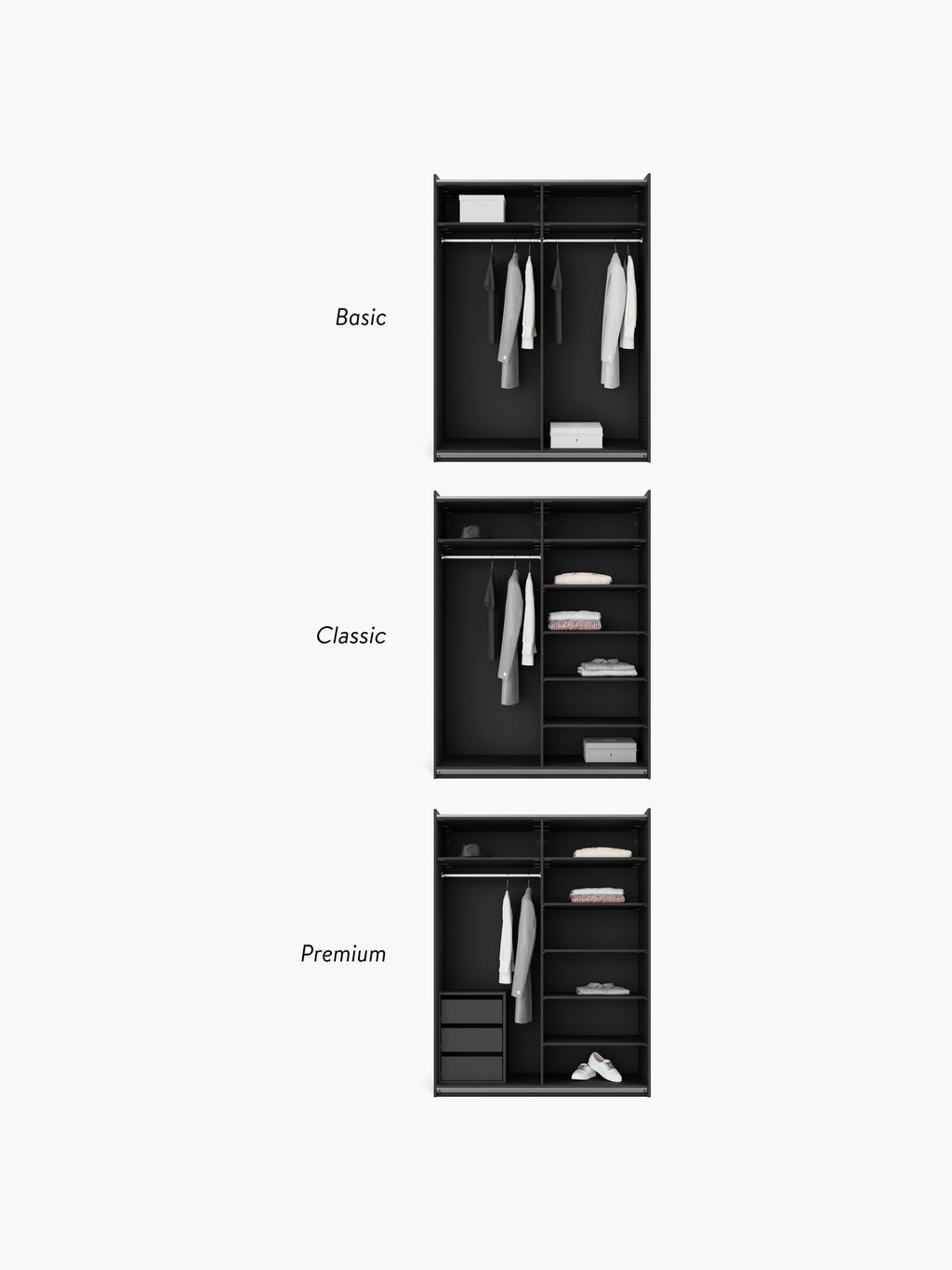 Leon Modular Sliding Door Wardrobe, 150 cm Wide, in various sizes