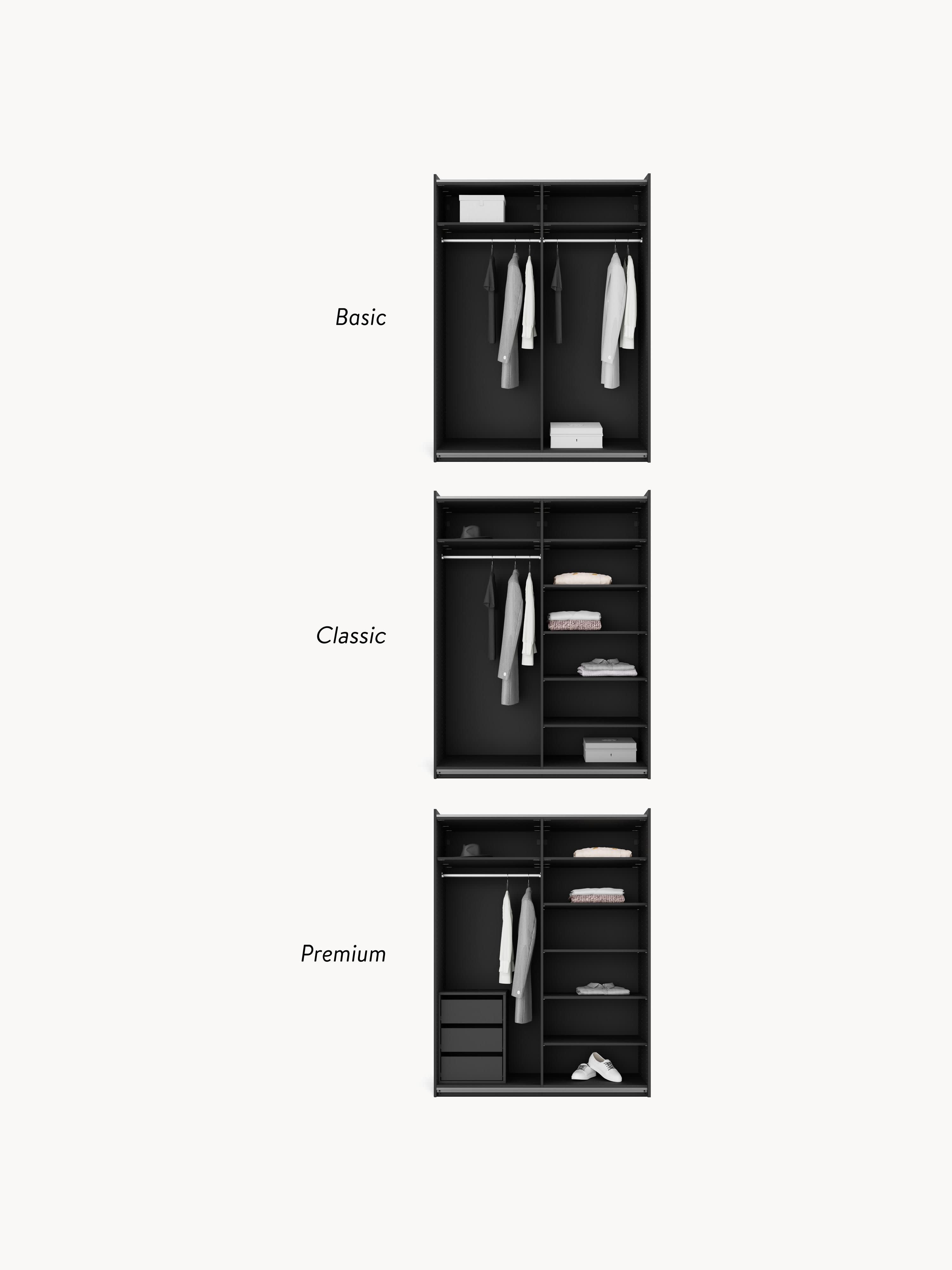 Leon Modular Sliding Door Wardrobe, 150 cm Wide, in various sizes