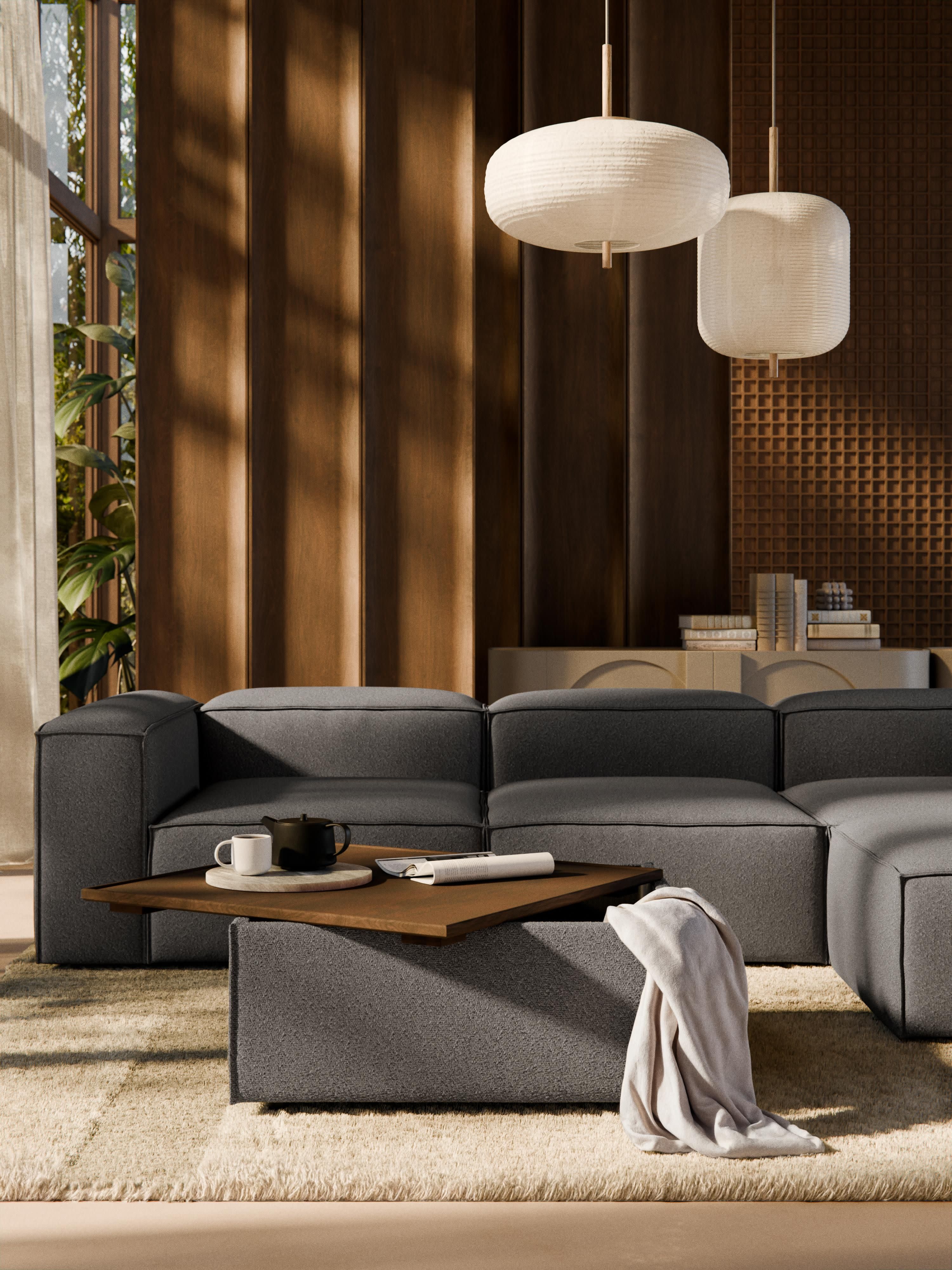 Lennon Bouclé Ottoman with Storage