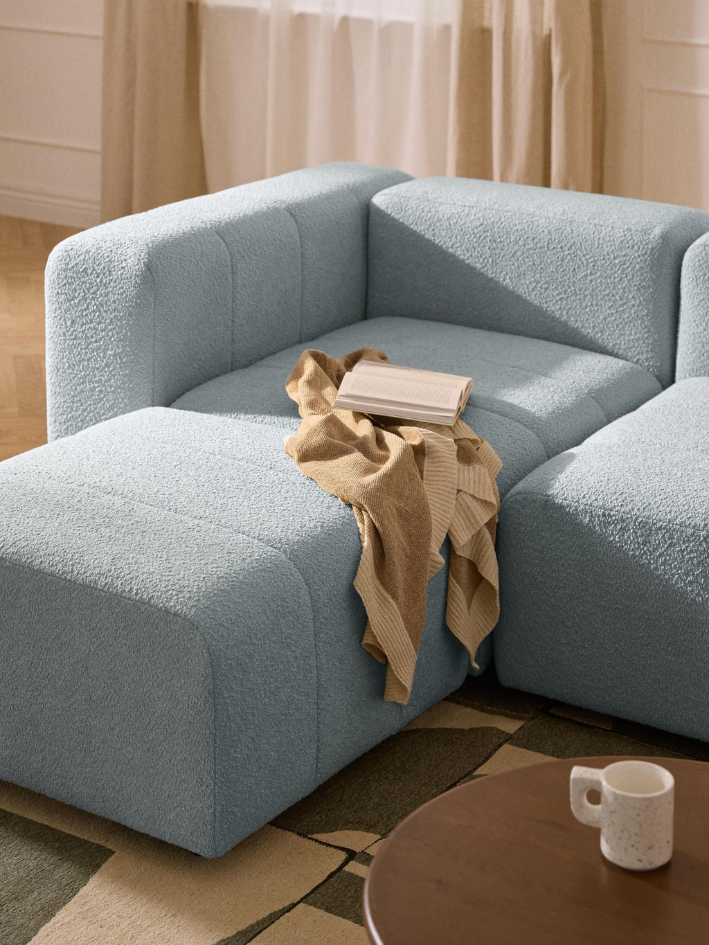 Lena Bouclé Modular Sofa (4-seater) with Ottoman (left/right)