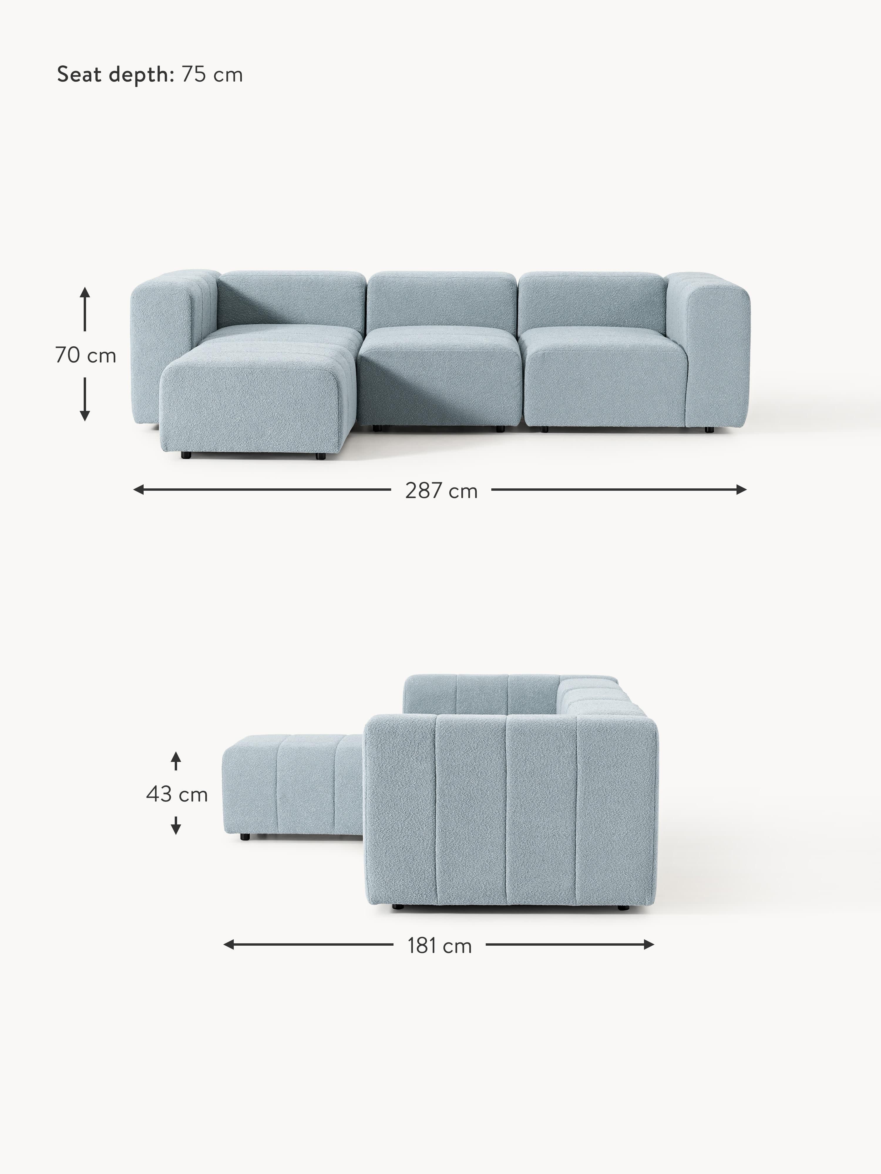 Lena Bouclé Modular Sofa (4-seater) with Ottoman (left/right)