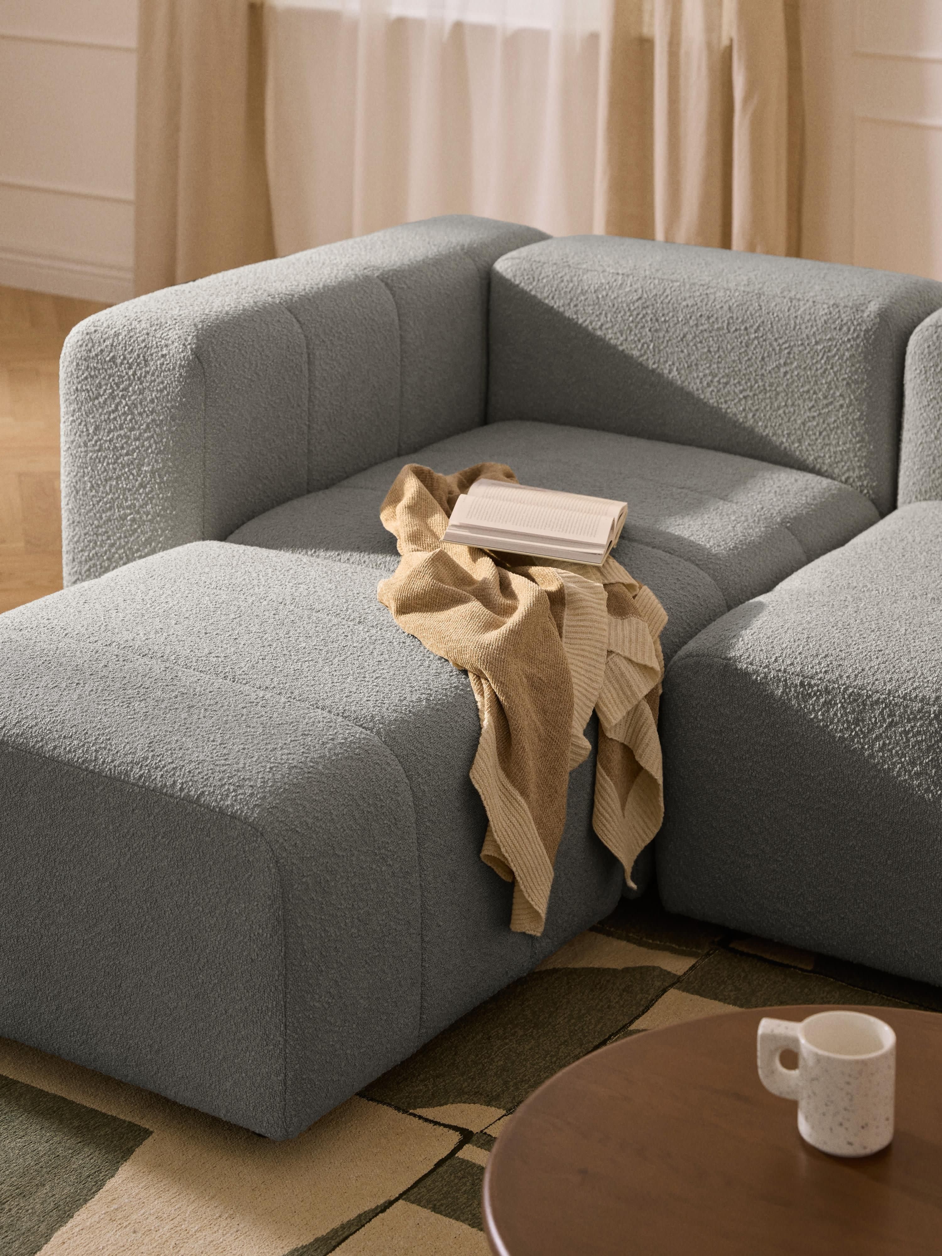 Lena Bouclé Modular Sofa (4-seater) with Ottoman (left/right)