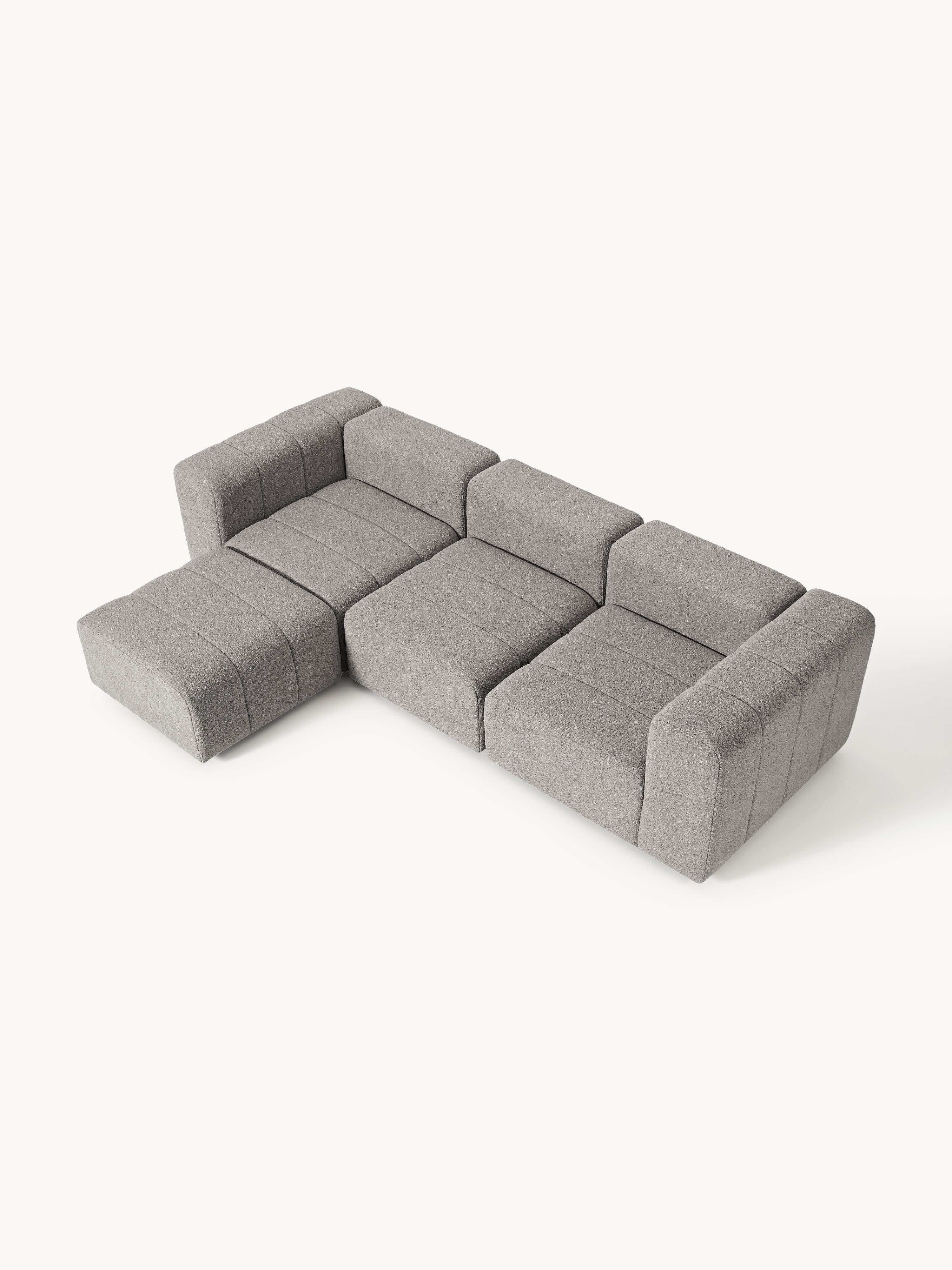Lena Bouclé Modular Sofa (4-seater) with Ottoman (left/right)