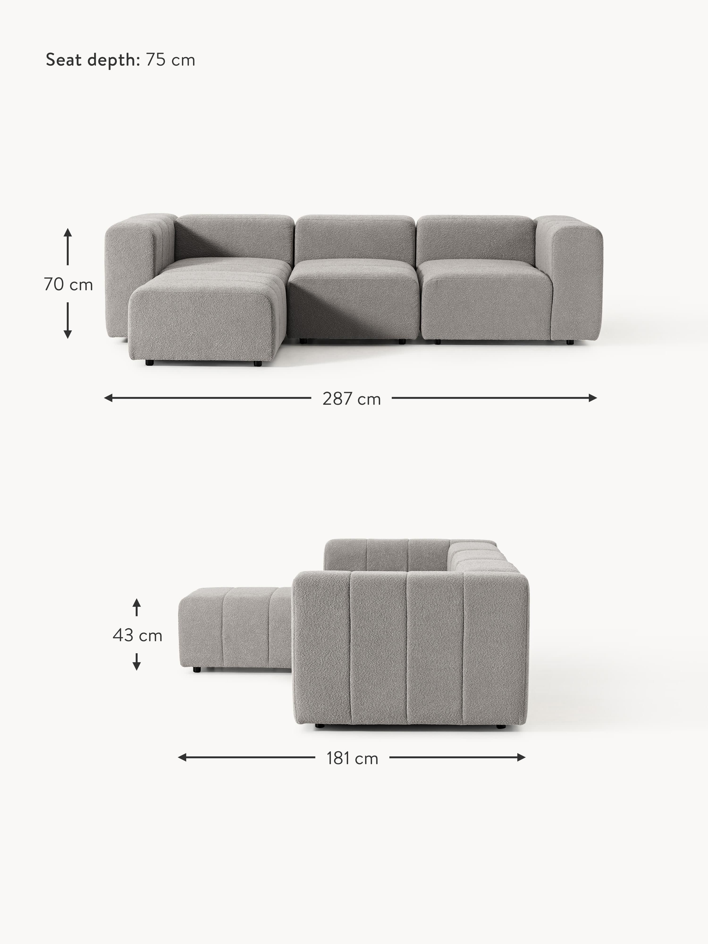 Lena Bouclé Modular Sofa (4-seater) with Ottoman (left/right)