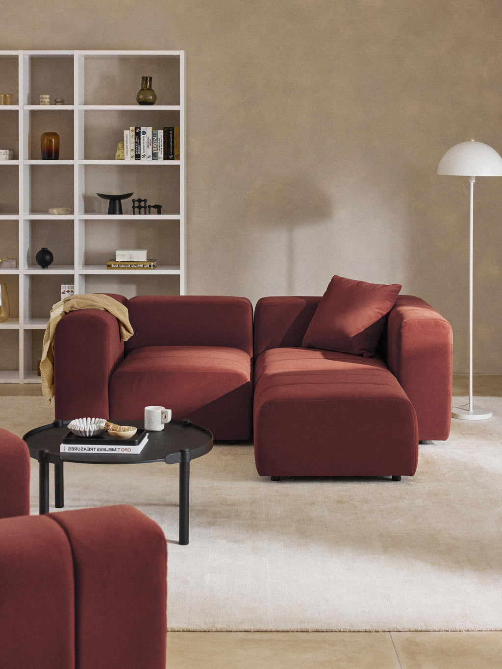 Lena Modular Velvet Sofa (2-seater) with Ottoman (left/right)
