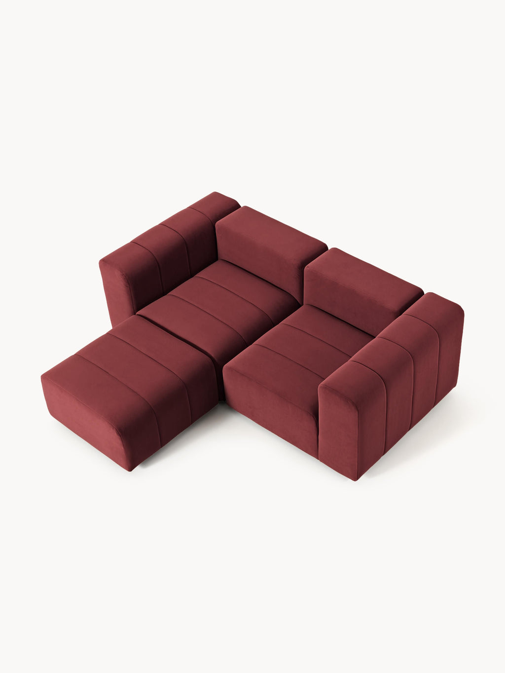 Lena Modular Velvet Sofa (2-seater) with Ottoman (left/right)