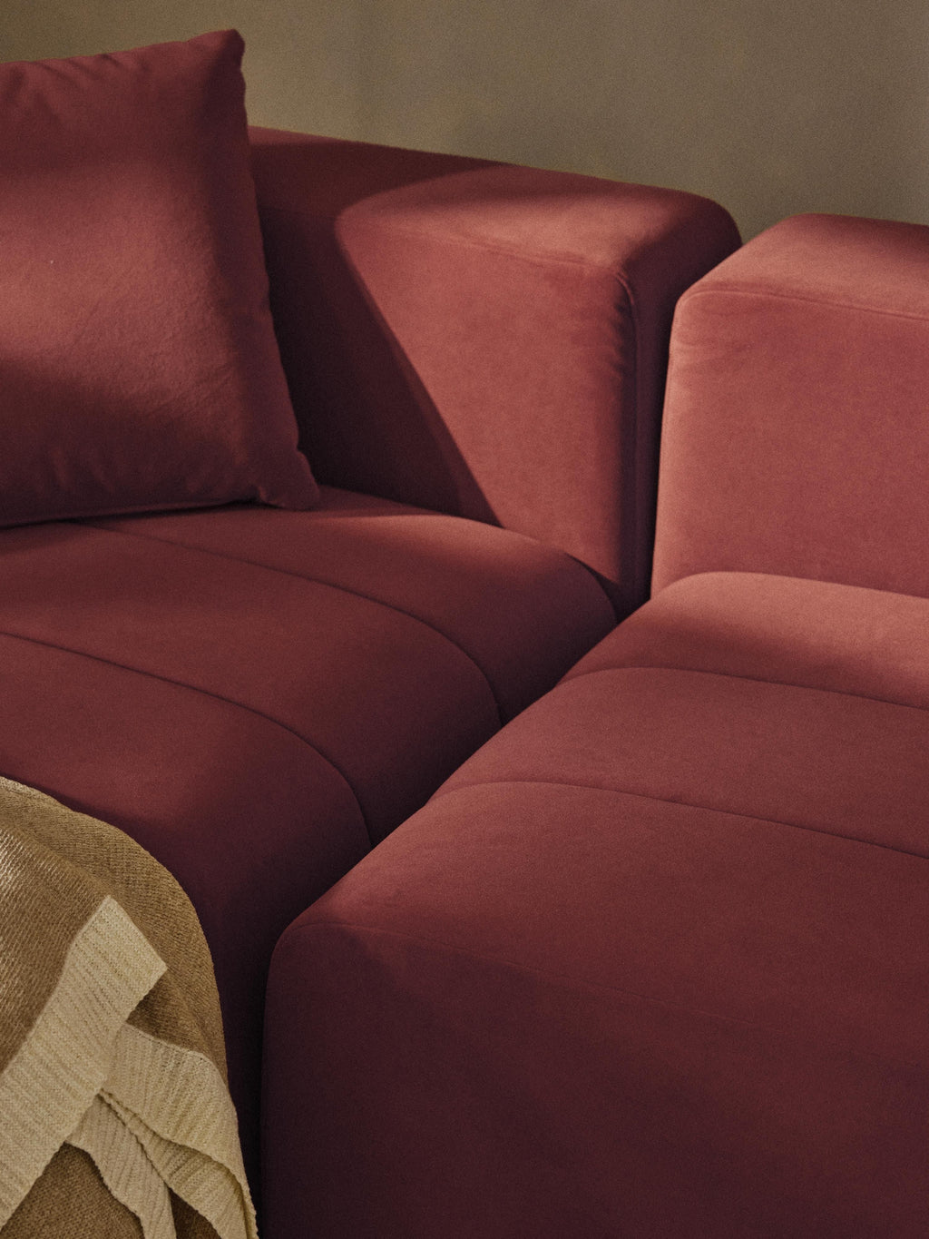 Lena Modular Velvet Sofa (2-seater) with Ottoman (left/right)