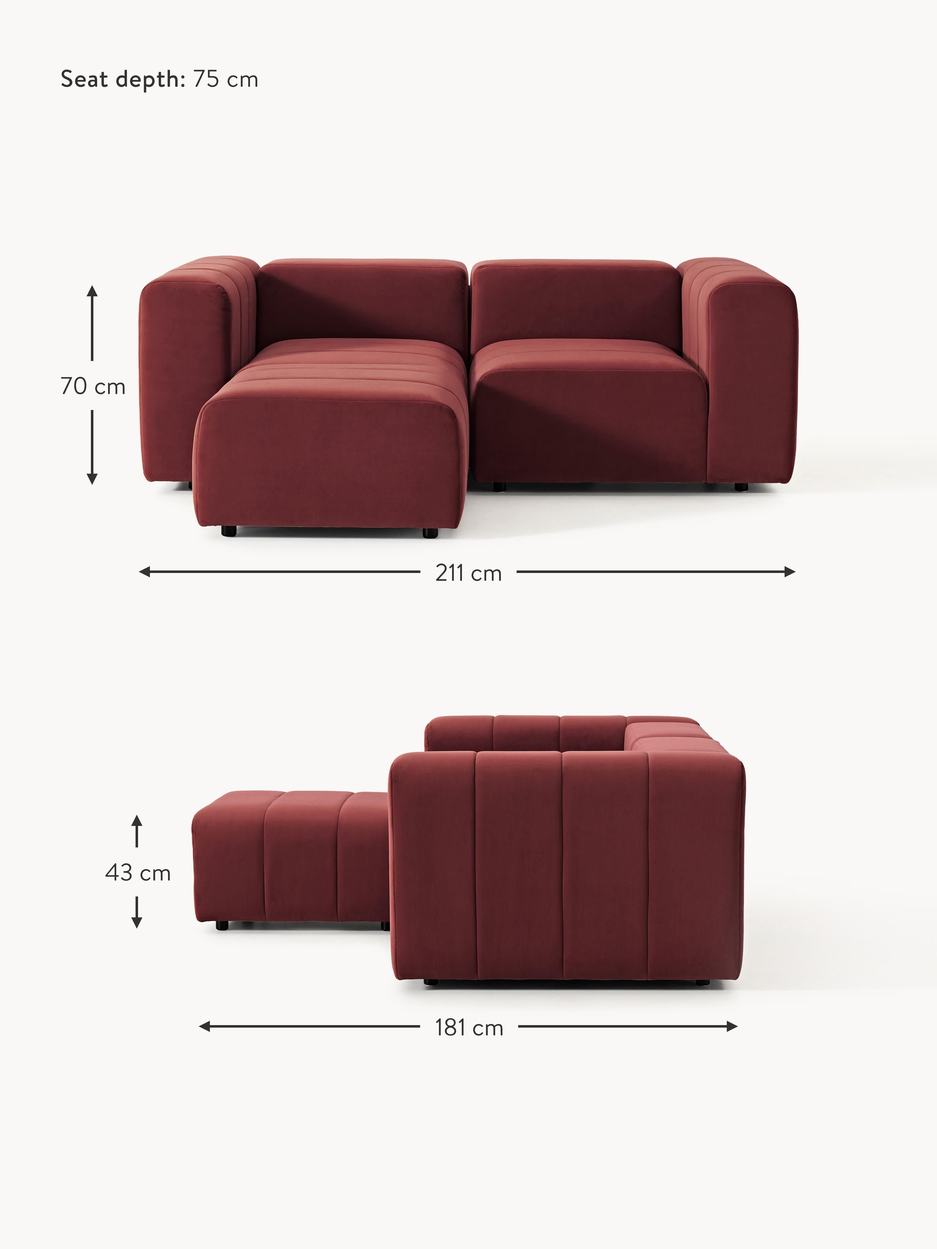 Lena Modular Velvet Sofa (2-seater) with Ottoman (left/right)