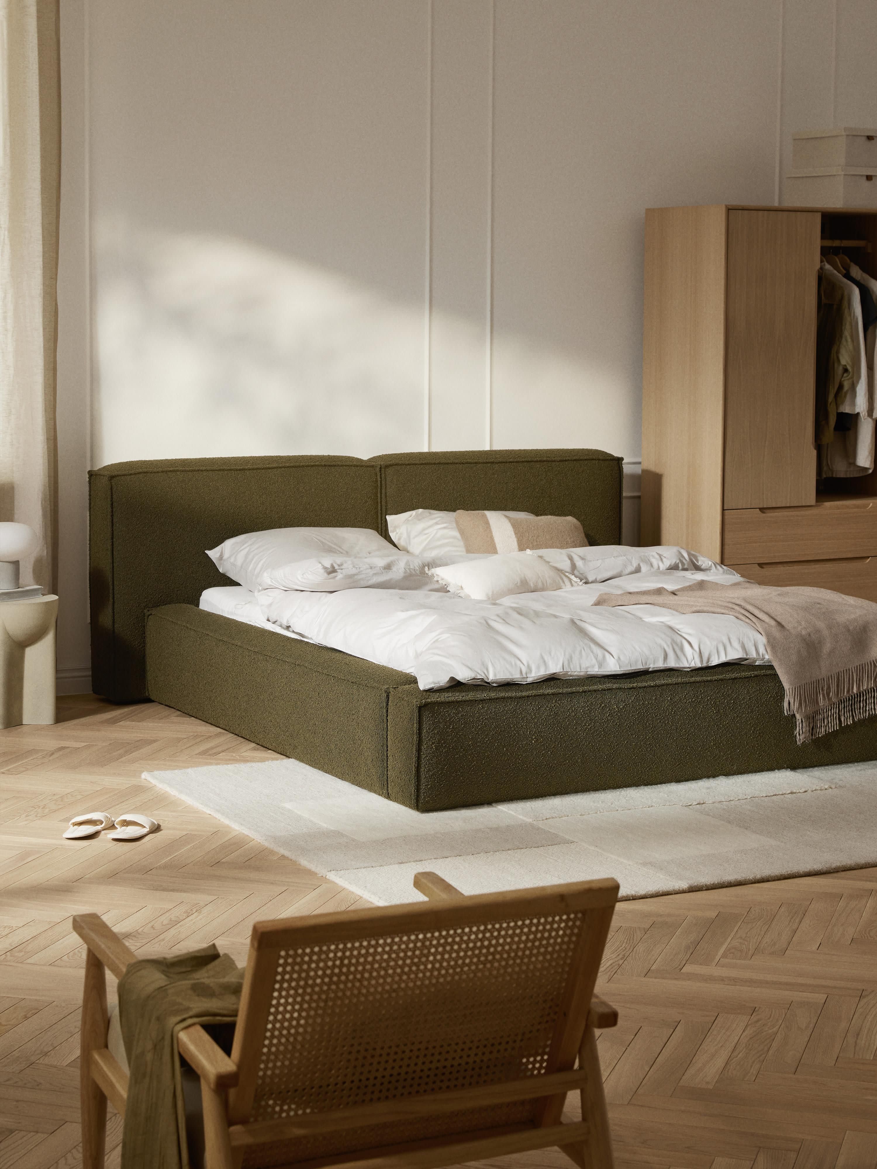 Lennon Upholstered Bouclé Bed with Storage Space