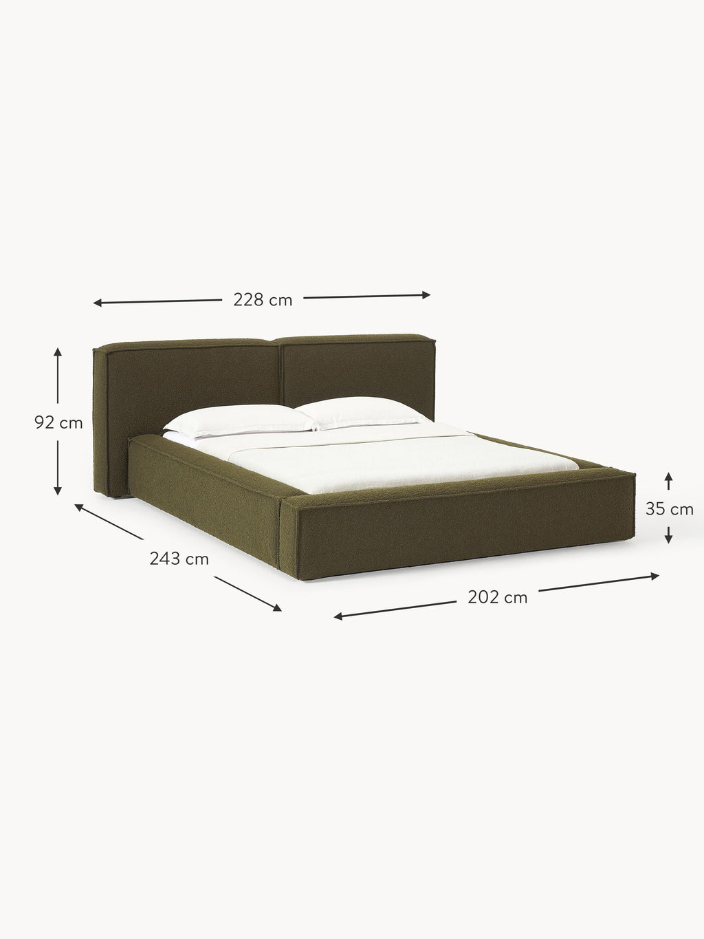Lennon Upholstered Bouclé Bed with Storage Space