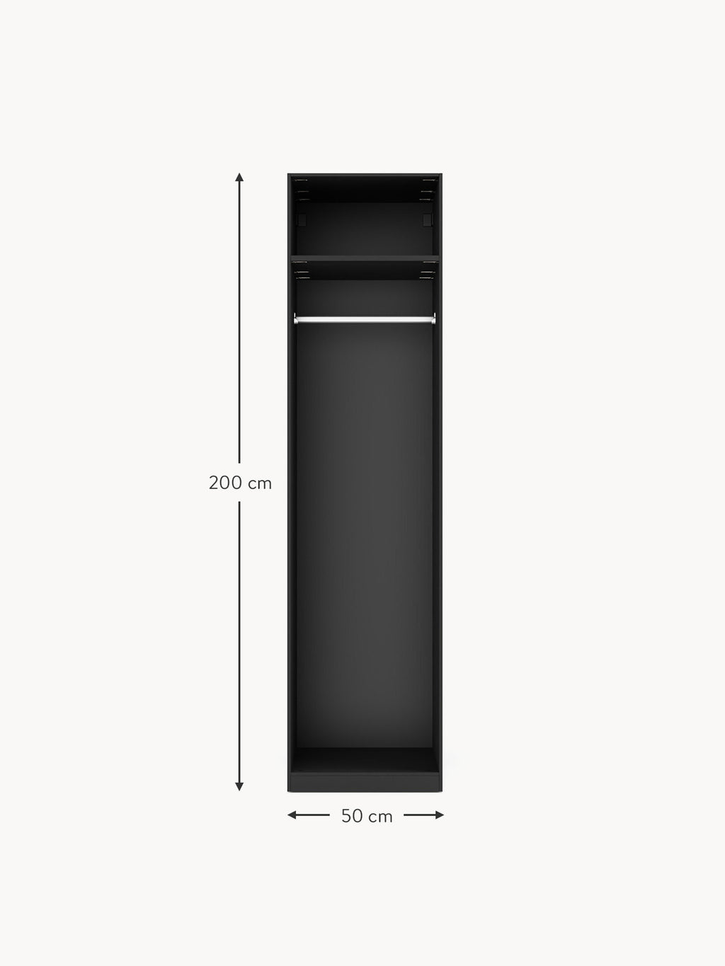 Leon Modular Hinged Door Wardrobe, 50 cm Wide, in various sizes