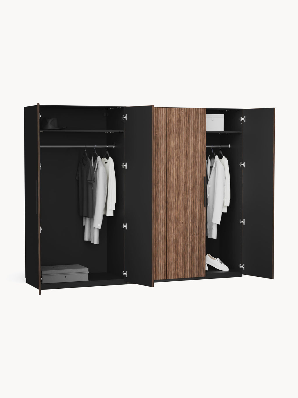 Simone Modular Revolving Door Wardrobe, 250 cm Wide, in various sizes