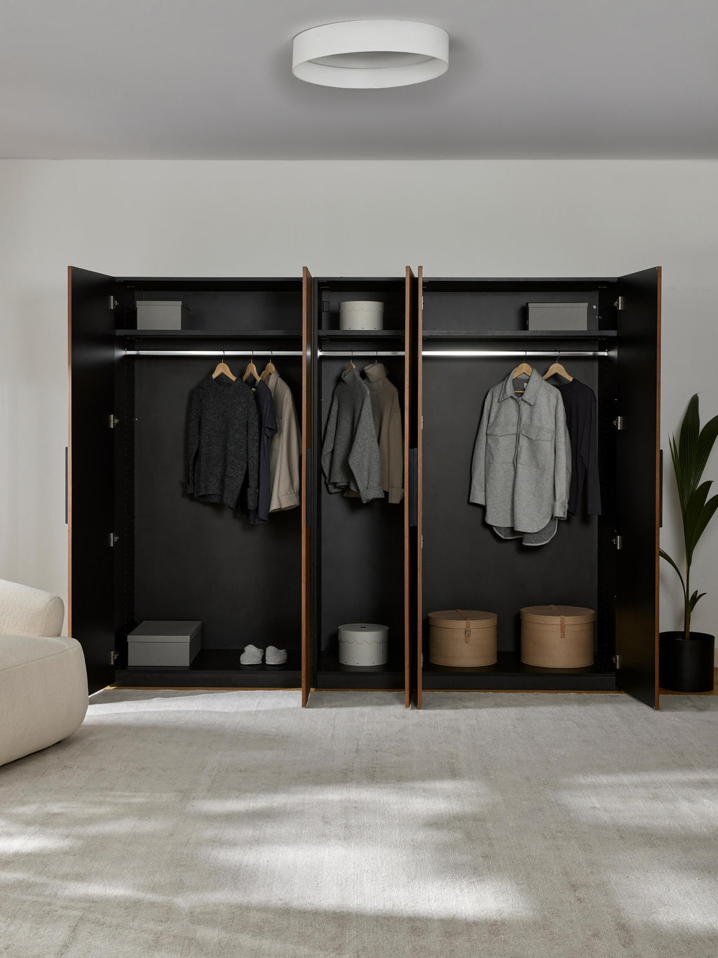 Simone Modular Revolving Door Wardrobe, 250 cm Wide, in various sizes