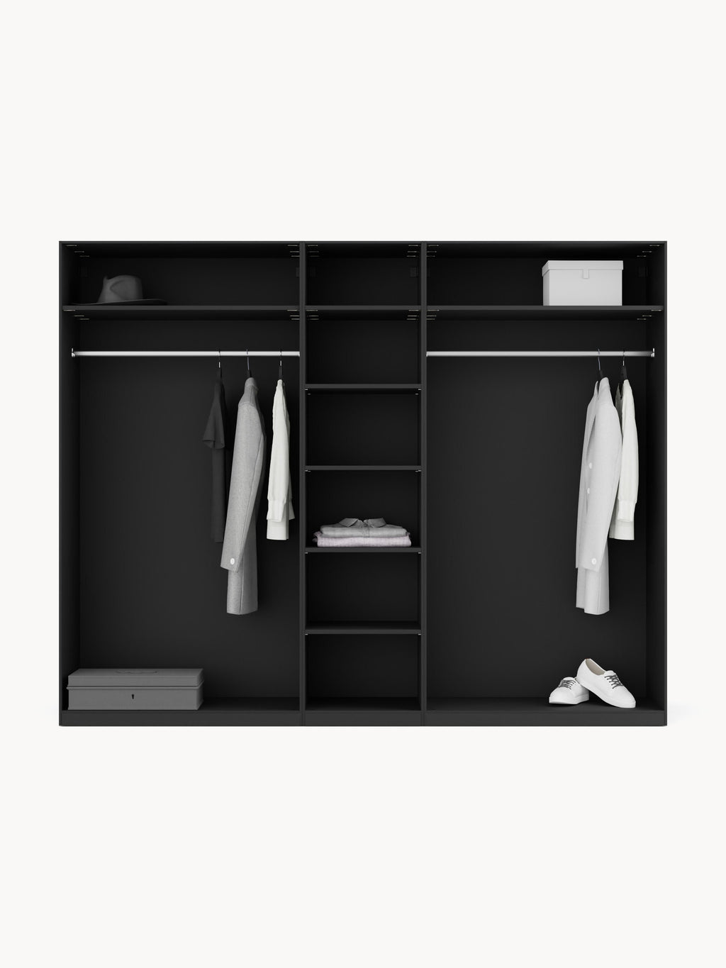 Simone Modular Revolving Door Wardrobe, 250 cm Wide, in various sizes