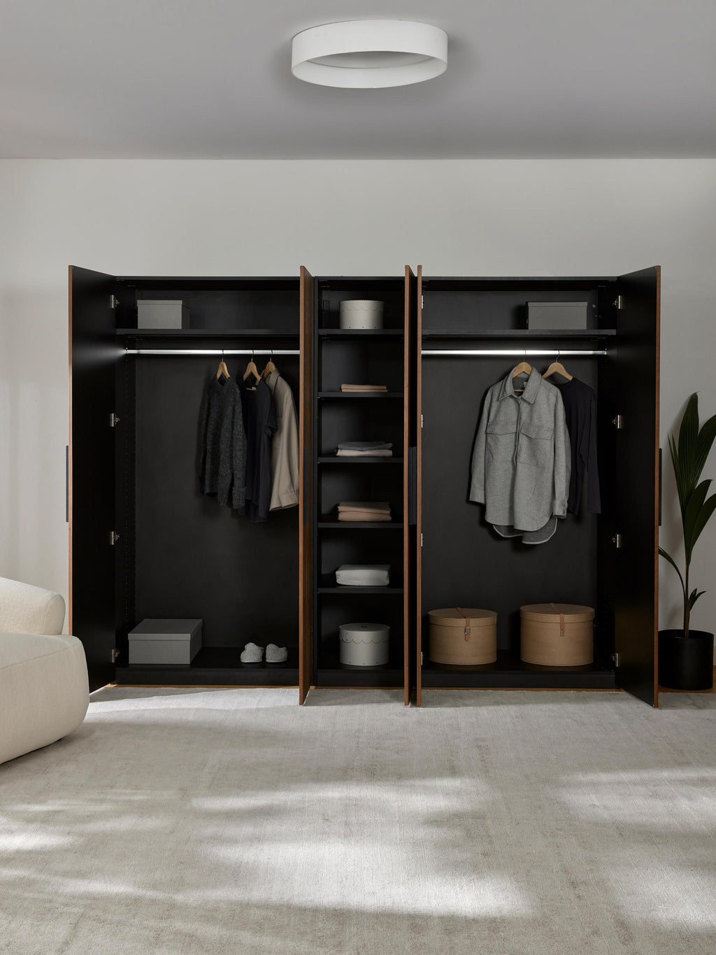 Simone Modular Revolving Door Wardrobe, 250 cm Wide, in various sizes