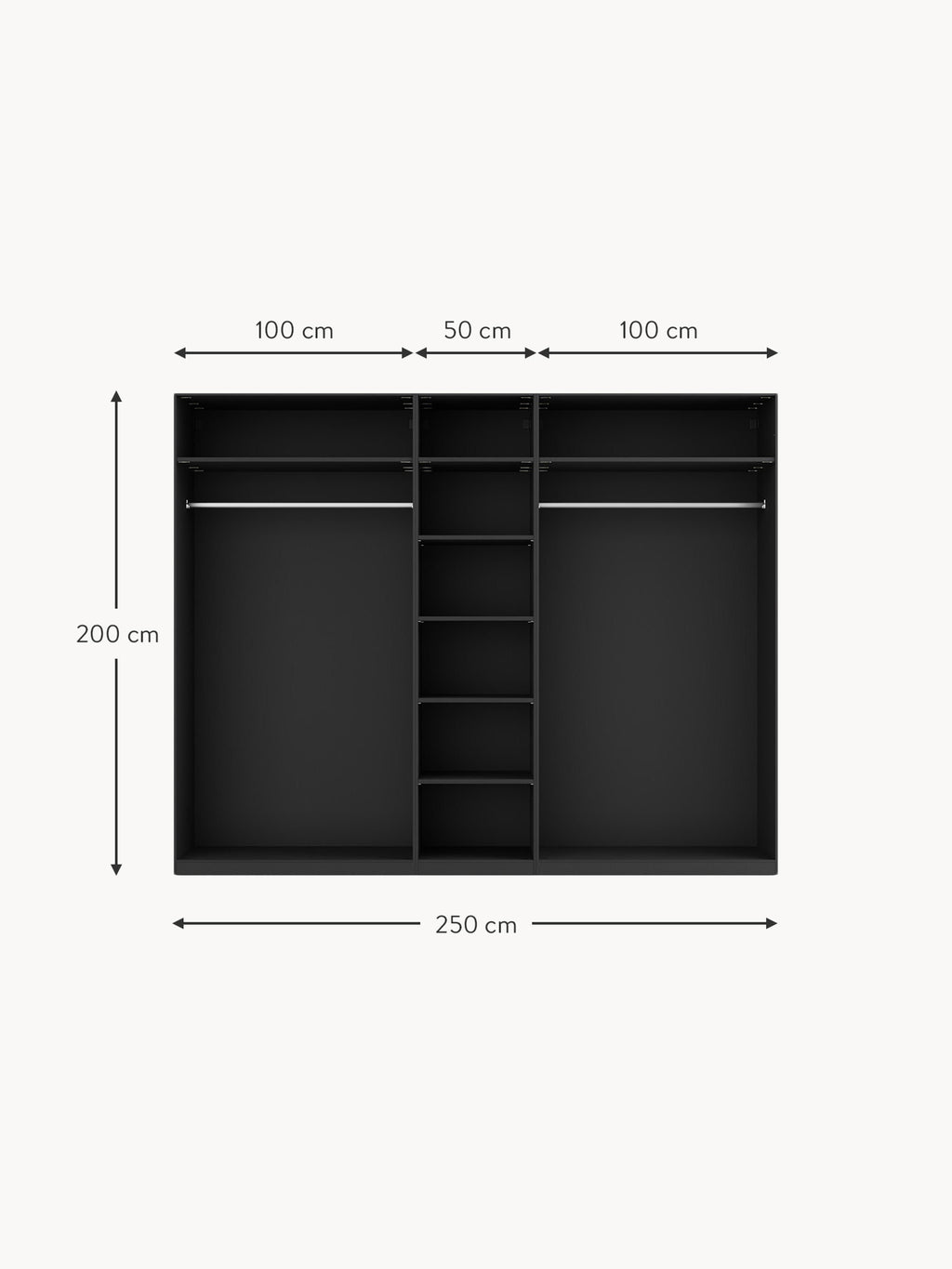Simone Modular Revolving Door Wardrobe, 250 cm Wide, in various sizes