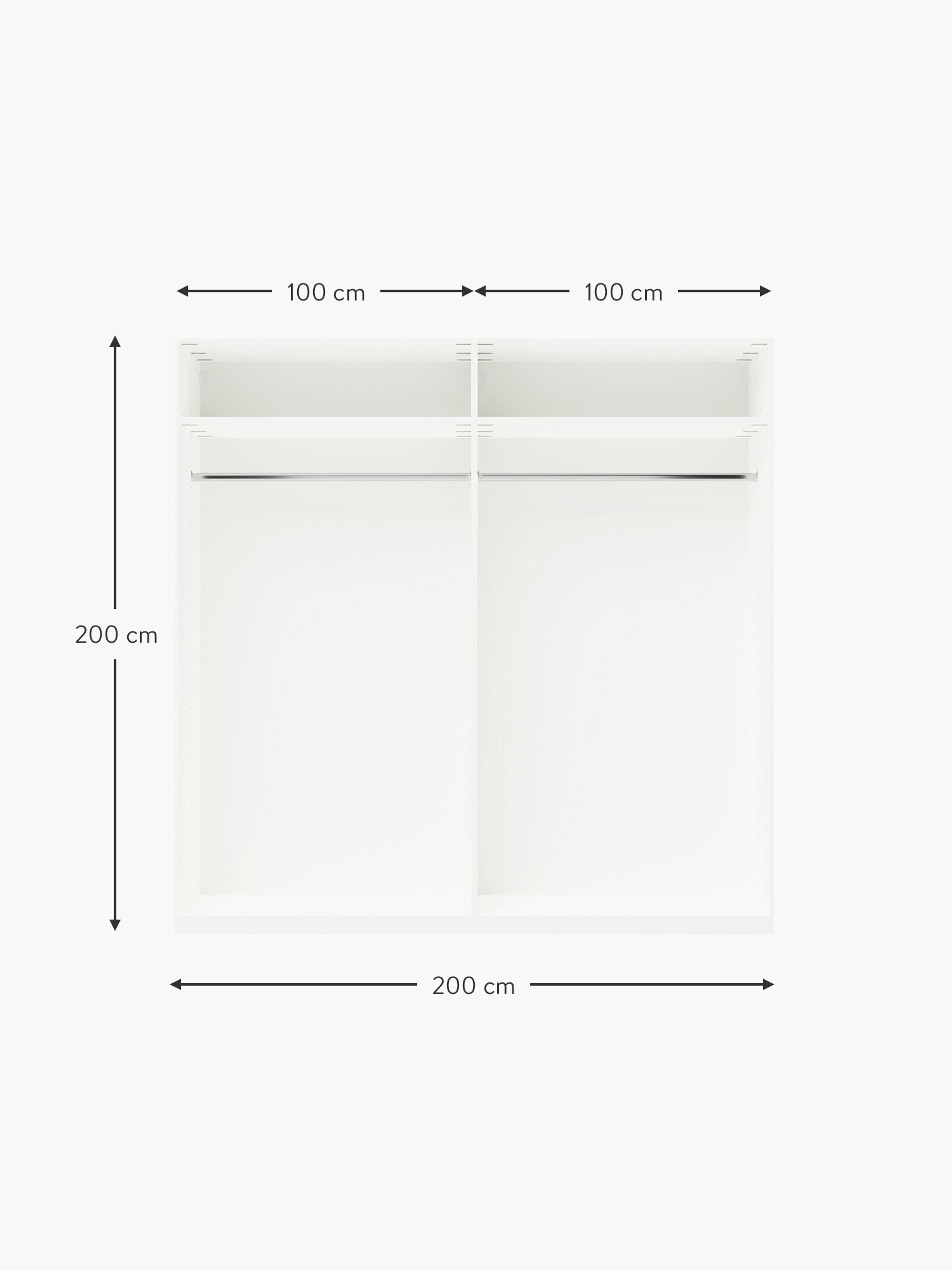 Charlotte Modular Hinged Door Wardrobe, 200 cm Wide, in various sizes