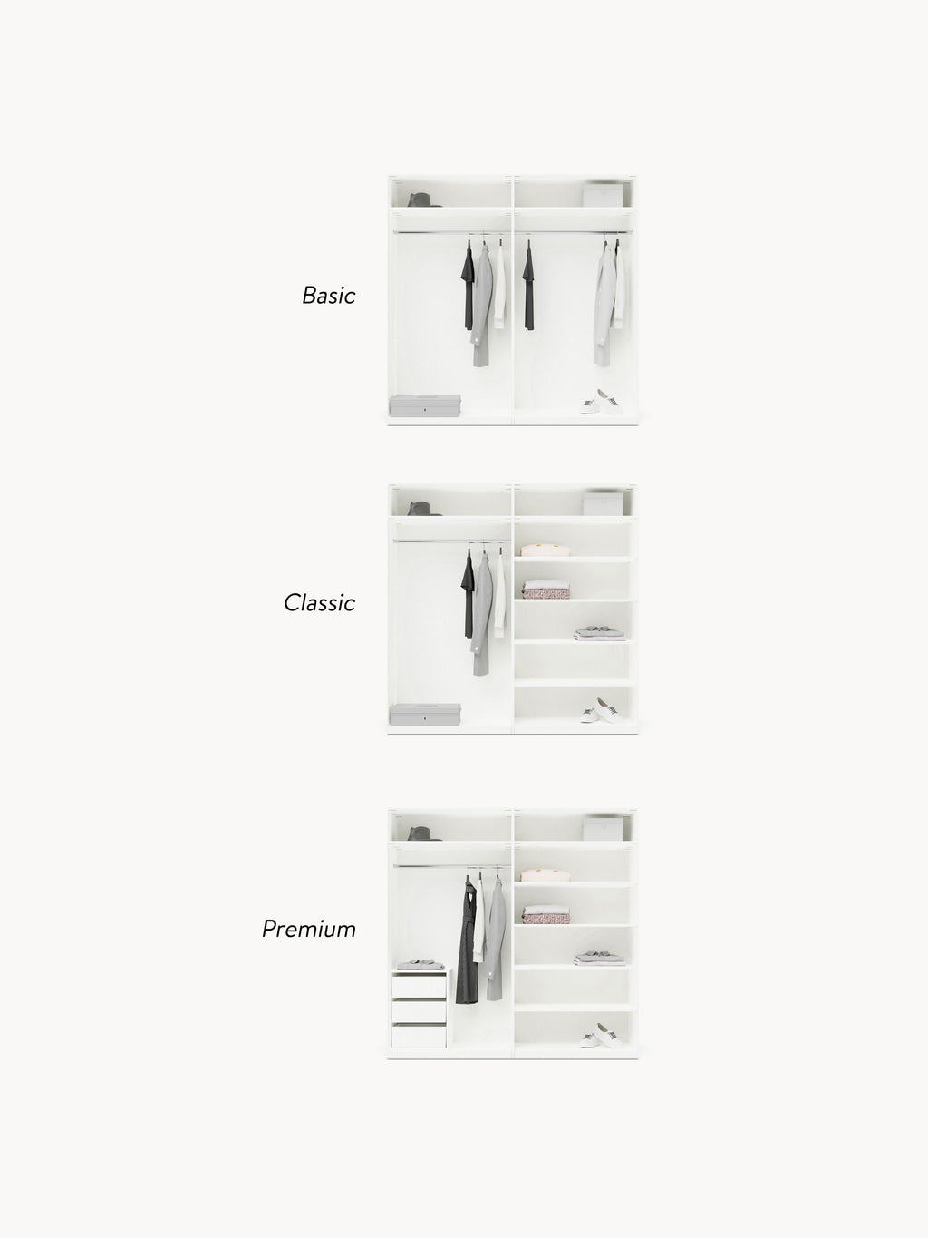 Charlotte Modular Hinged Door Wardrobe, 200 cm Wide, in various sizes