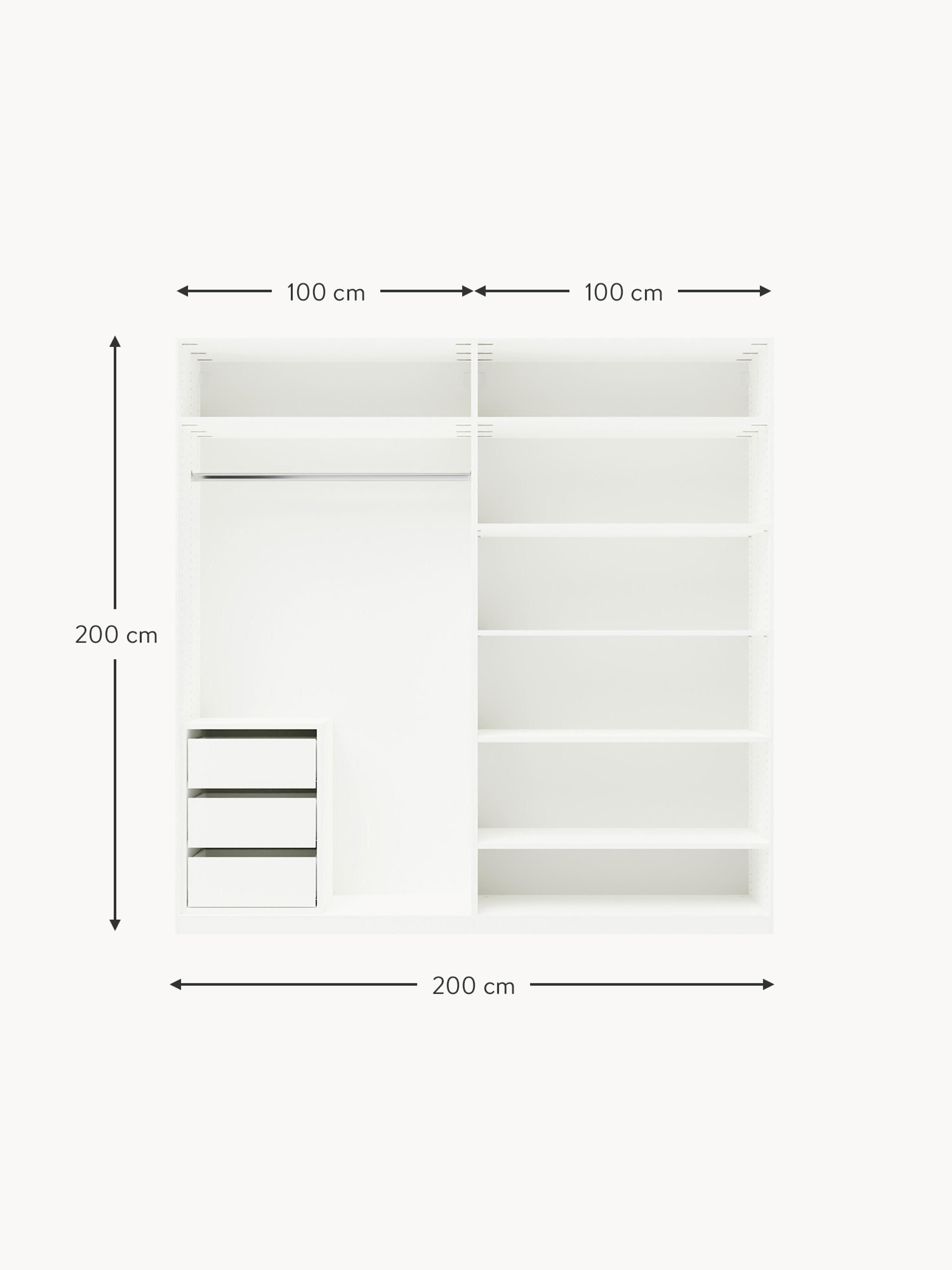 Charlotte Modular Hinged Door Wardrobe, 200 cm Wide, in various sizes