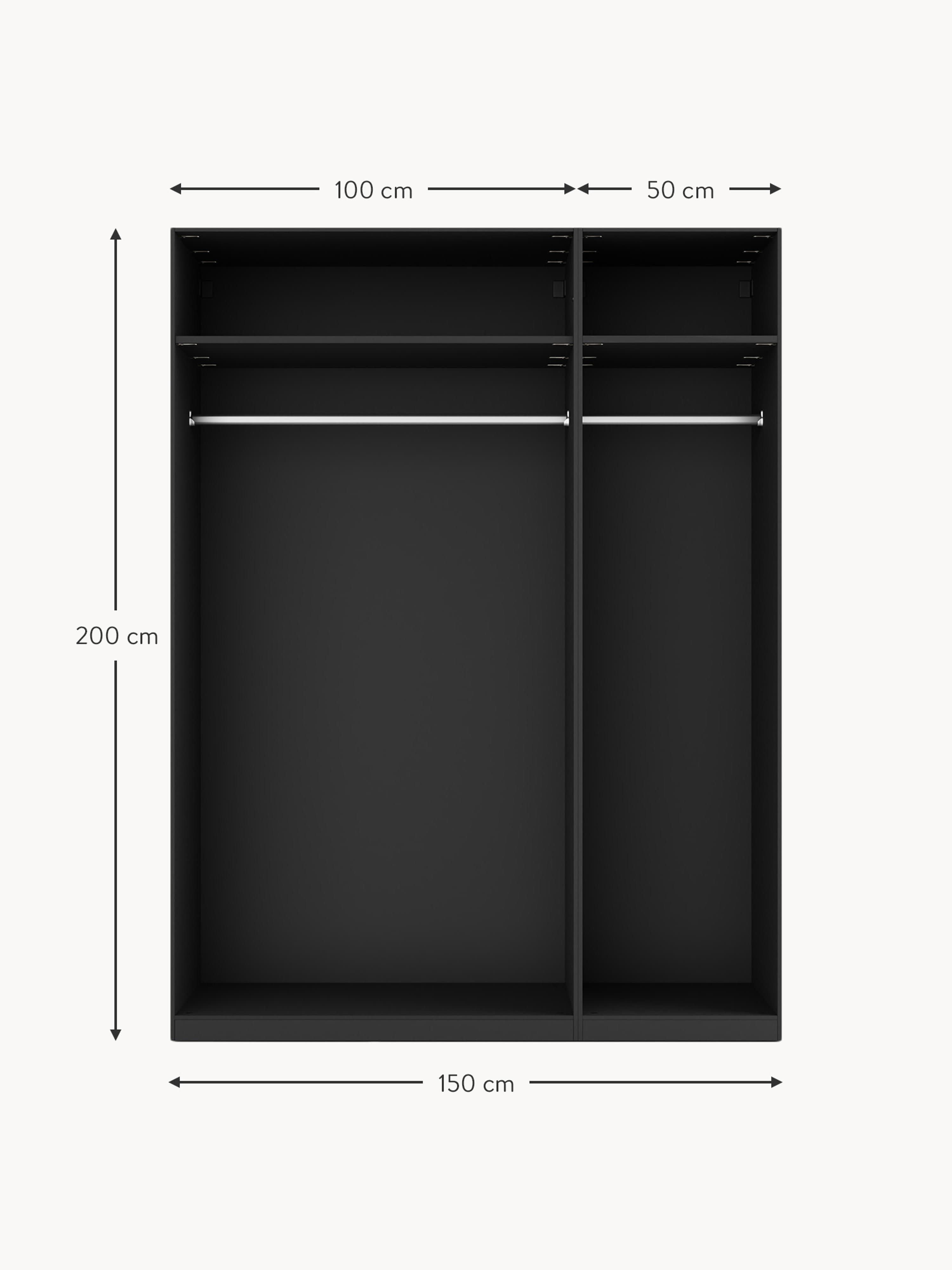 Simone Modular Hinged Door Wardrobe, 150 cm Wide, in various sizes
