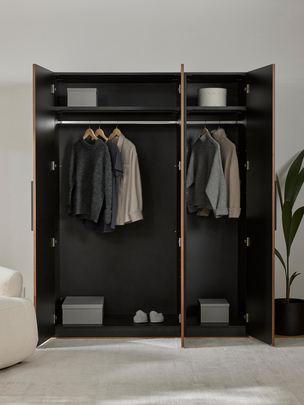 Simone Modular Hinged Door Wardrobe, 150 cm Wide, in various sizes