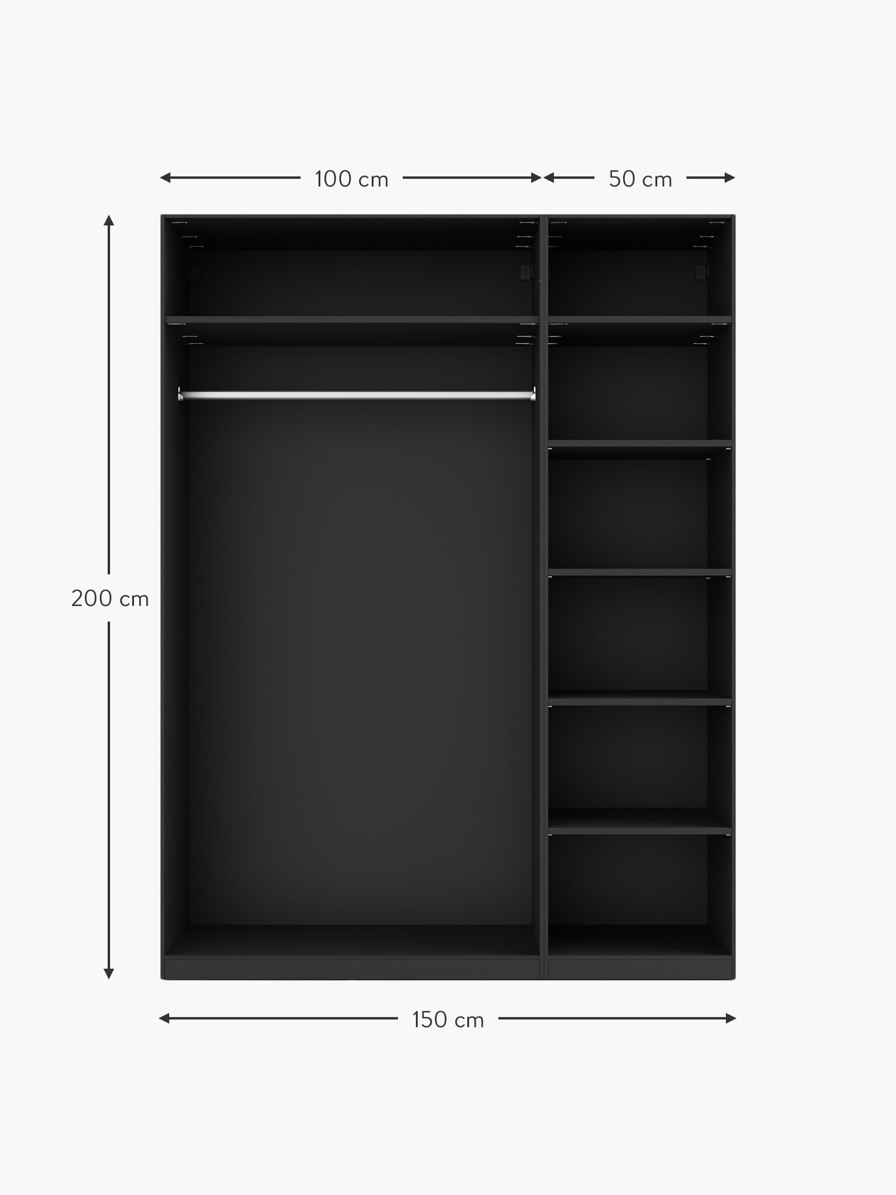 Simone Modular Hinged Door Wardrobe, 150 cm Wide, in various sizes