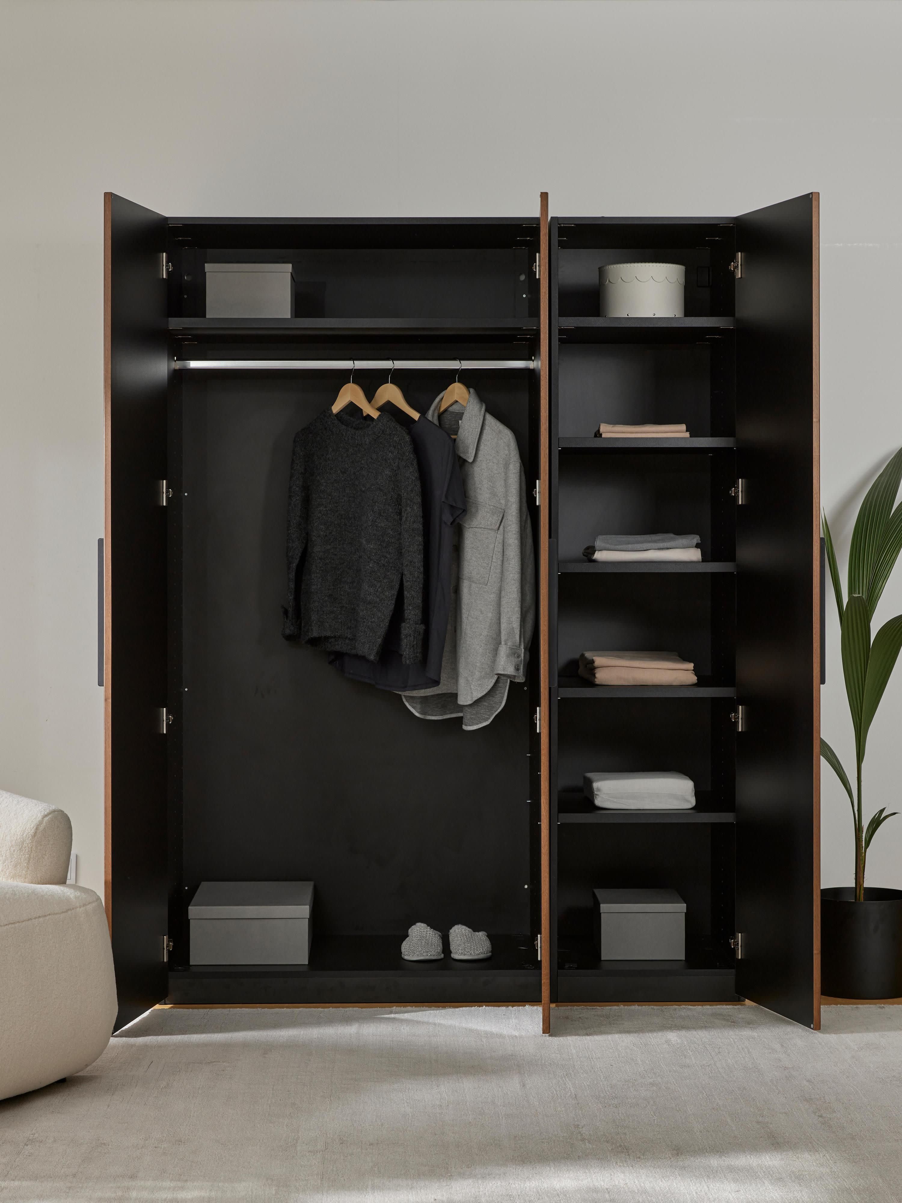 Simone Modular Hinged Door Wardrobe, 150 cm Wide, in various sizes