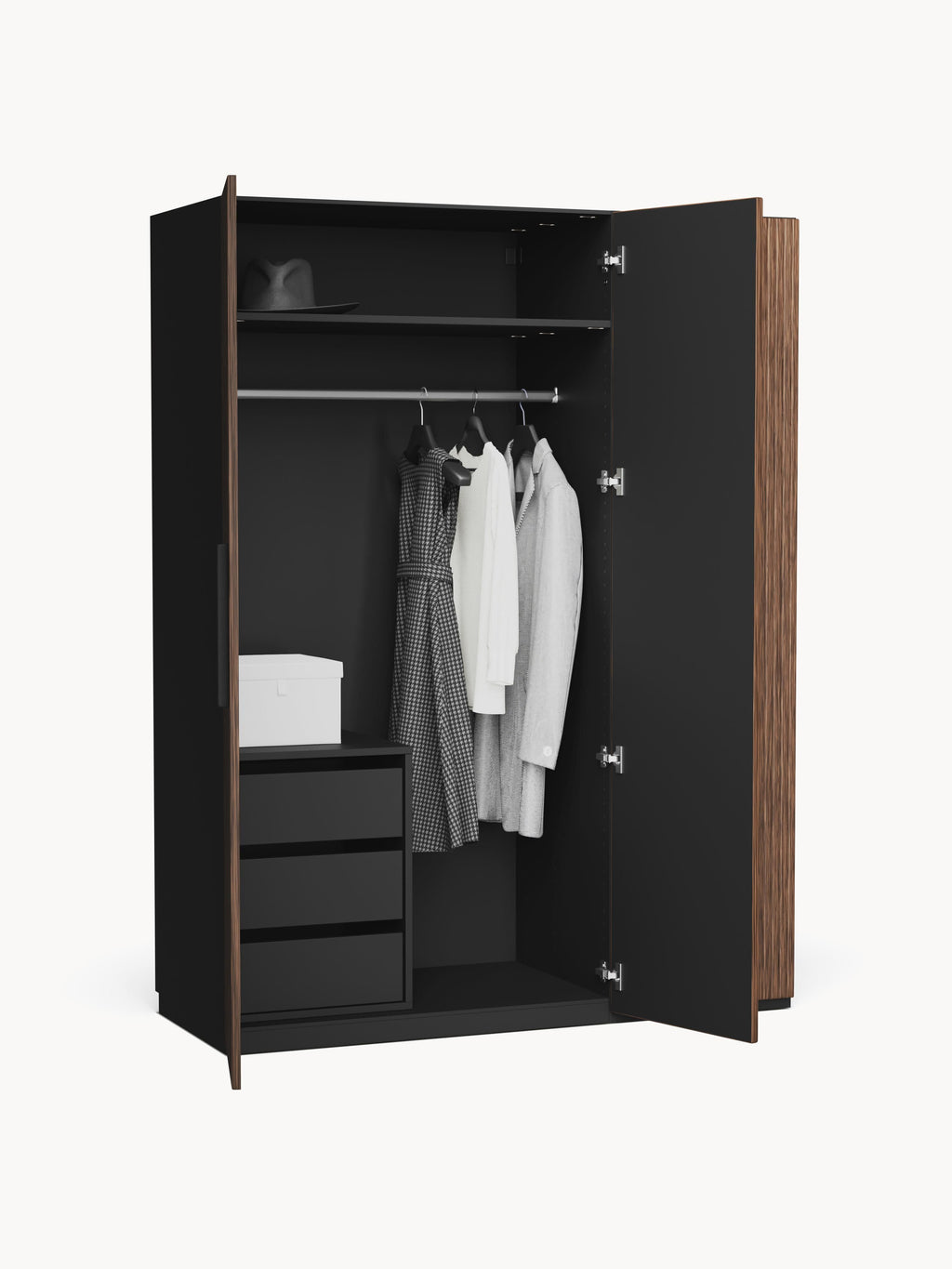 Simone Modular Hinged Door Wardrobe, 150 cm Wide, in various sizes