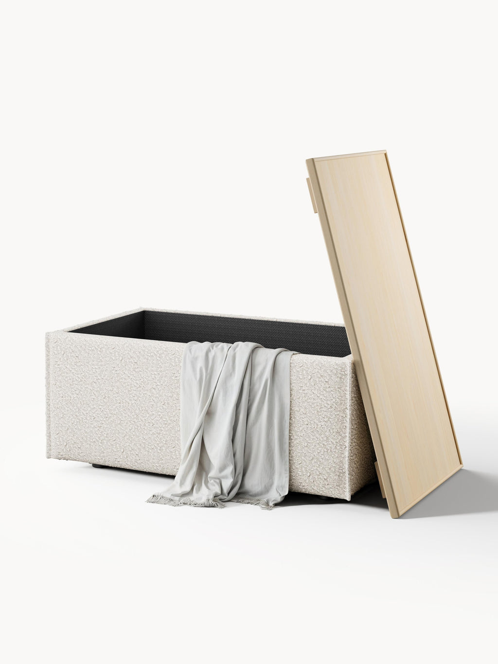 Lennon Bouclé Ottoman with Storage