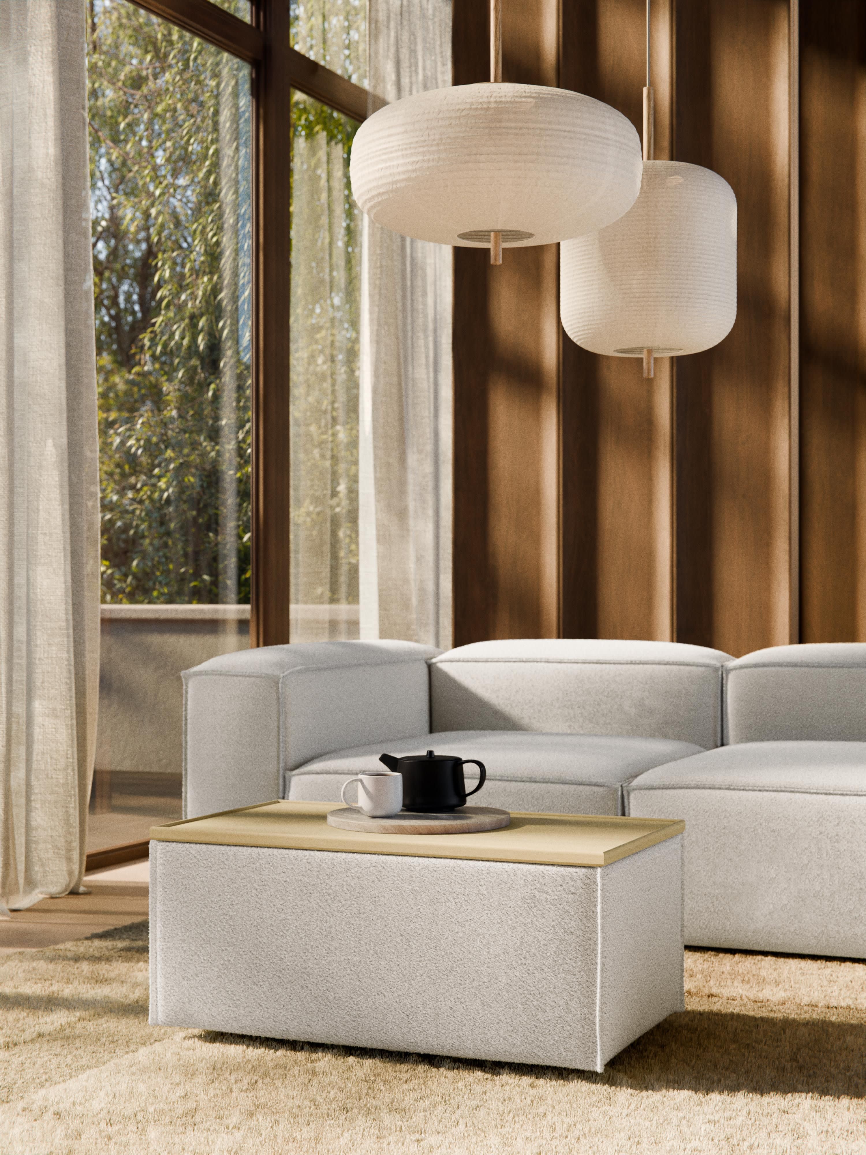 Lennon Bouclé Ottoman with Storage