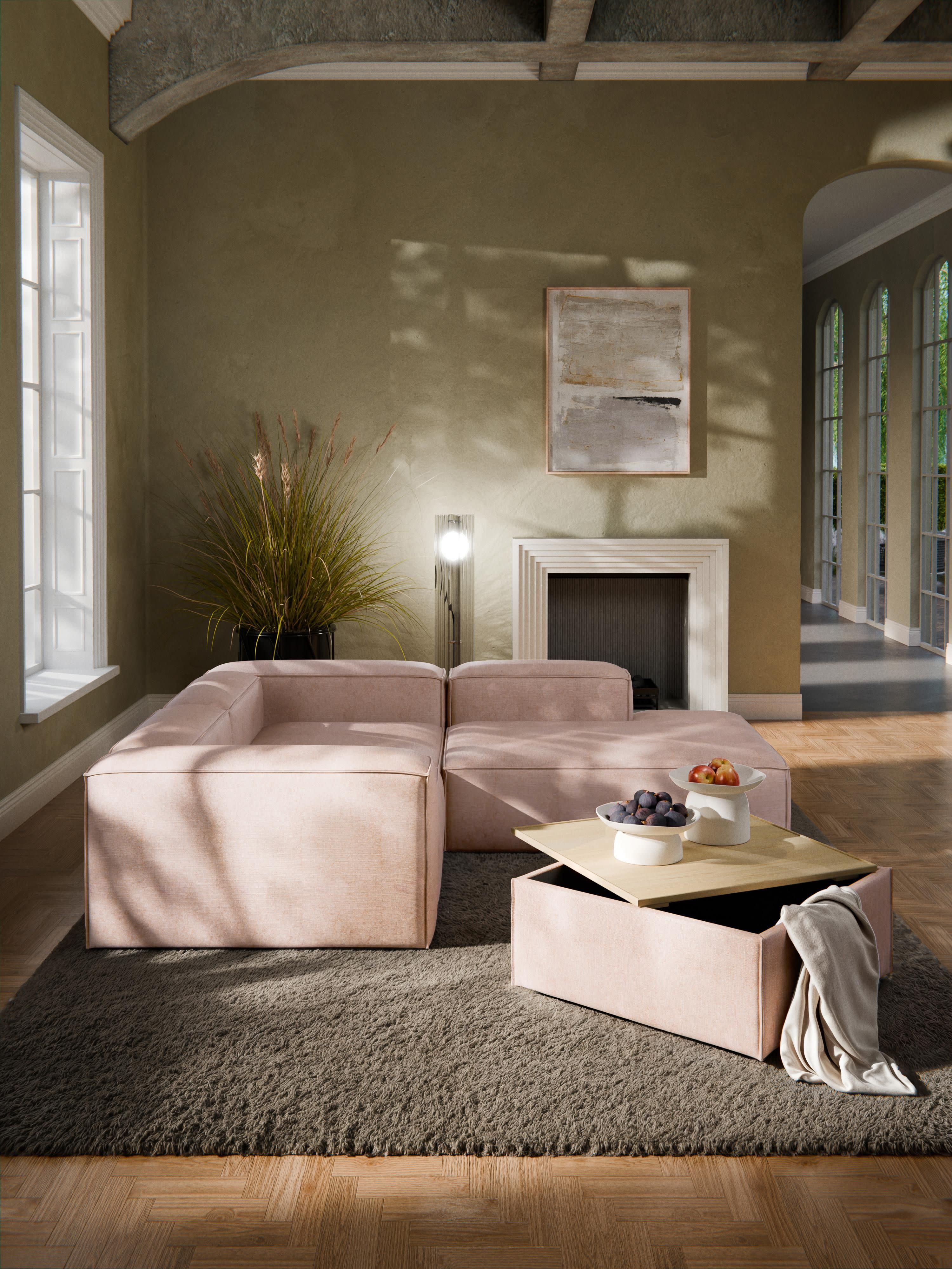 Lennon Linen Blend Ottoman with Storage