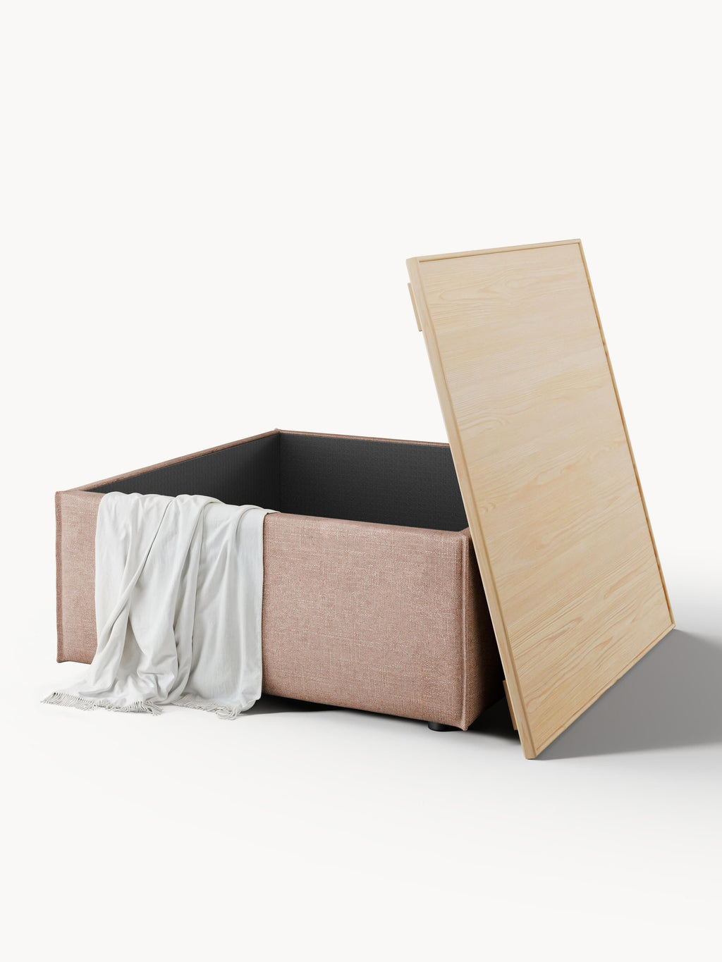 Lennon Linen Blend Ottoman with Storage