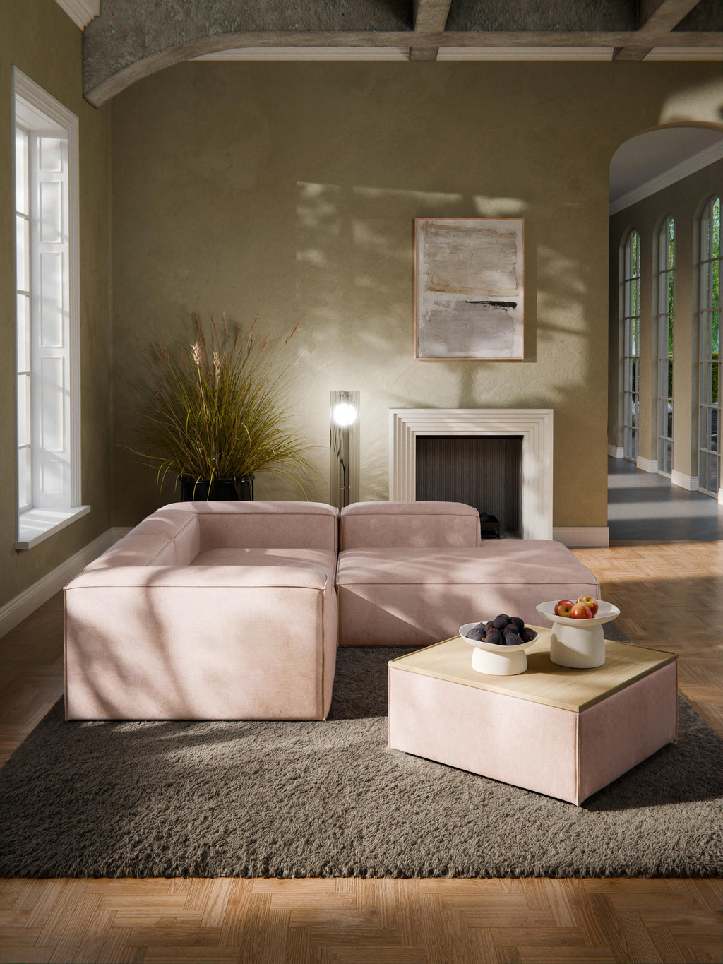 Lennon Linen Blend Ottoman with Storage