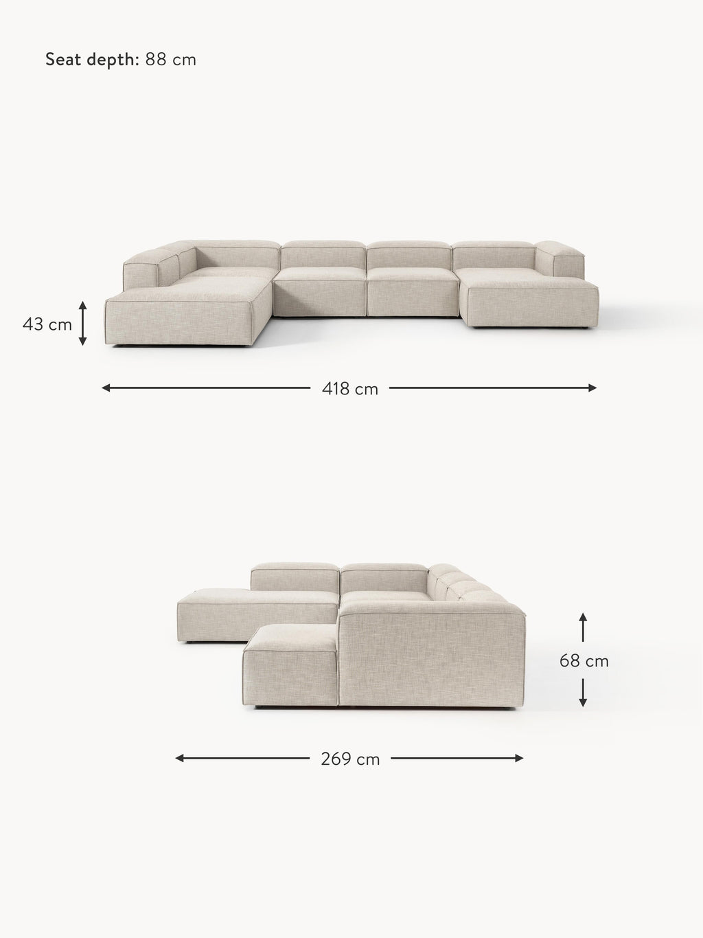 Lennon XL Linen Blend Modular Sofa