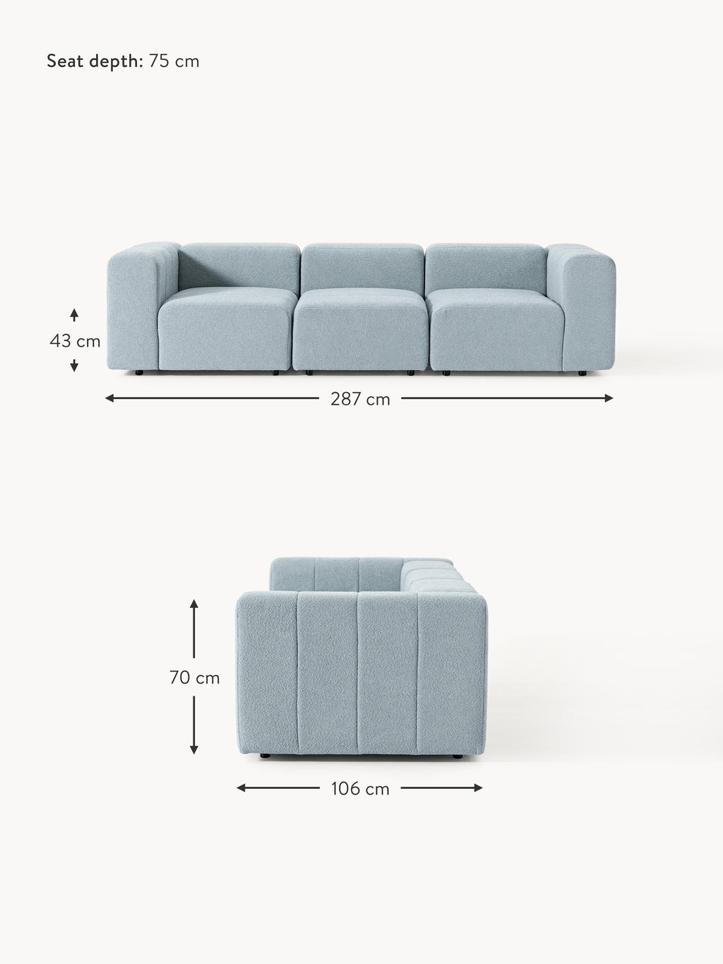 Lena Bouclé Modular Sofa (4-seater)