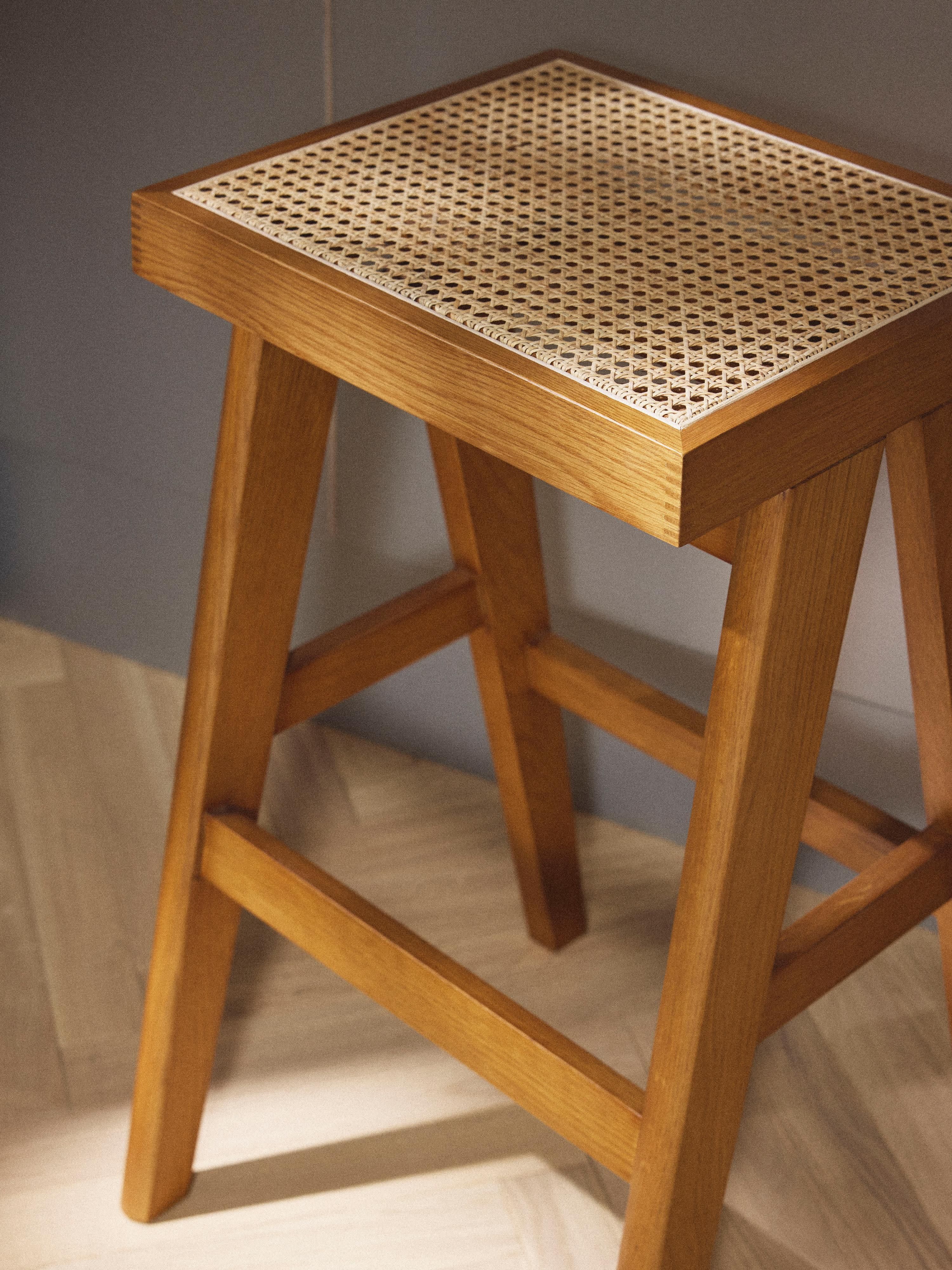 Sissi Bar Stool with Viennese Wickerwork