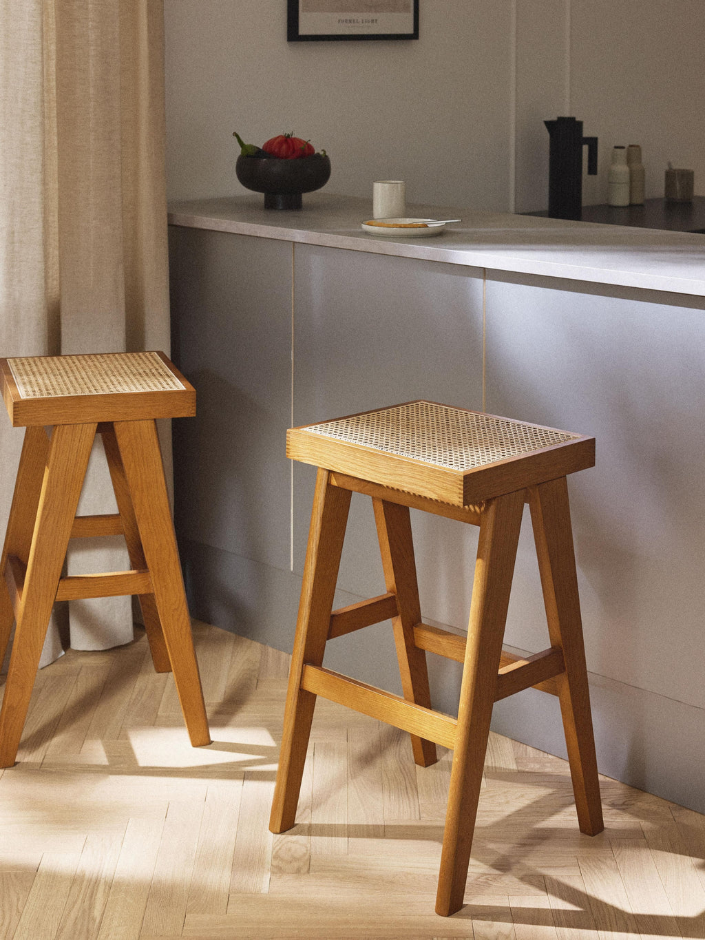 Sissi Bar Stool with Viennese Wickerwork