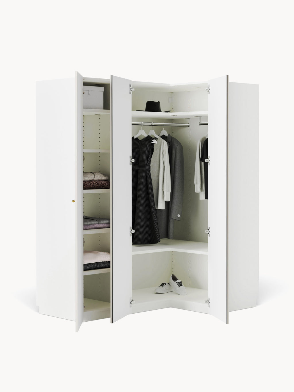 Charlotte Modular Corner Wardrobe, 165 cm Wide, in various sizes