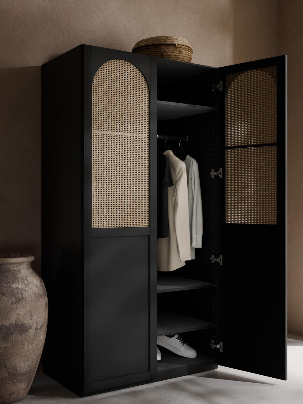 Jeanne Modular Hinged Door Wardrobe, 100 cm Wide, in various sizes
