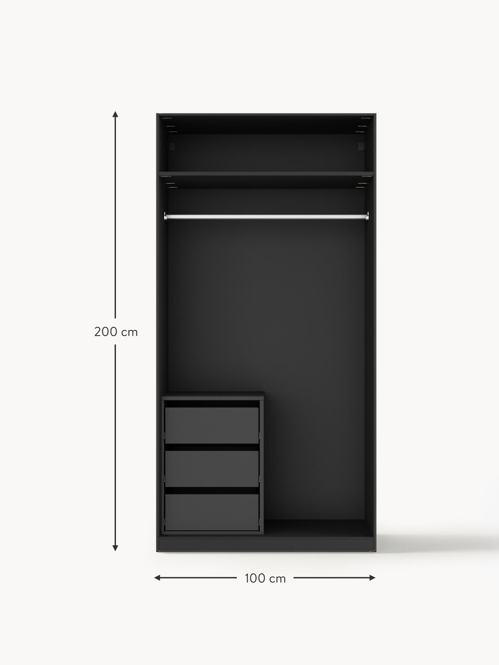 Jeanne Modular Hinged Door Wardrobe, 100 cm Wide, in various sizes
