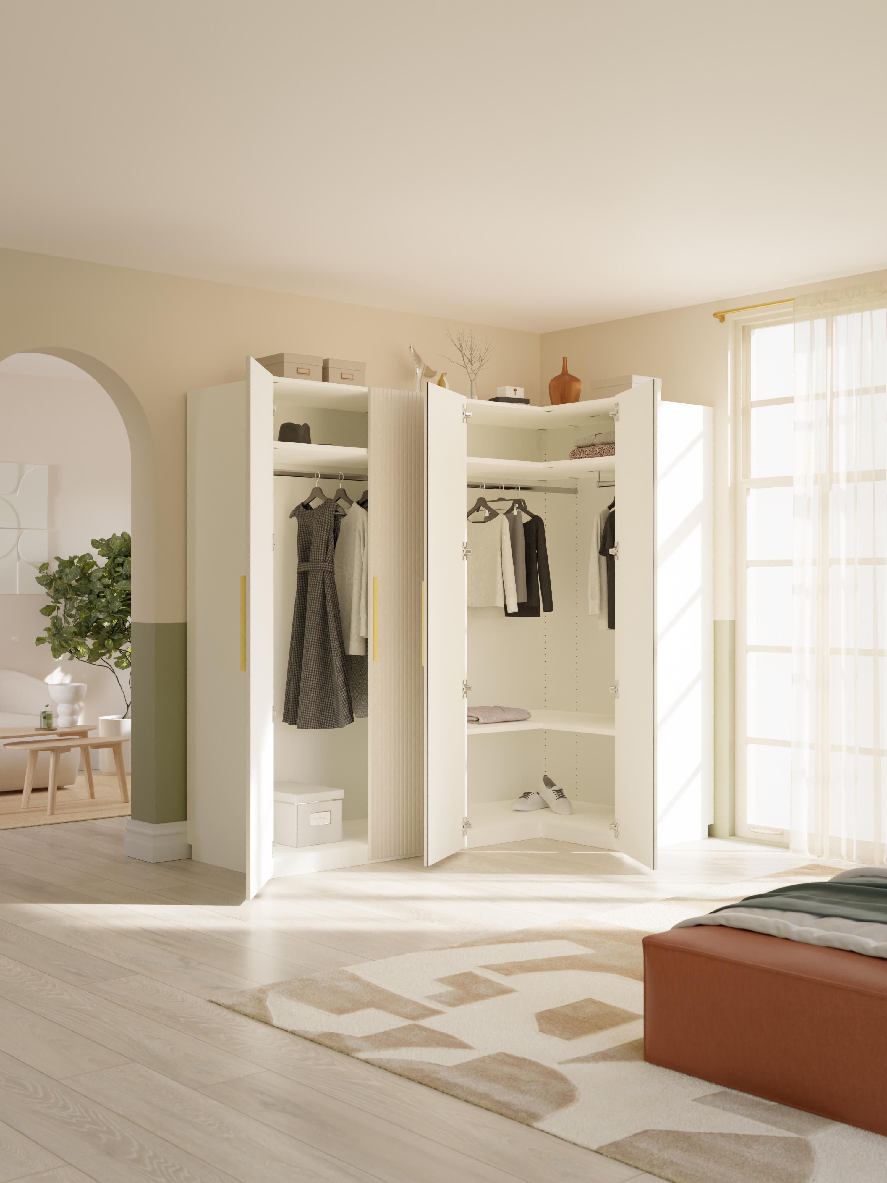 Simone Modular Corner Wardrobe, 215 cm Wide, in various sizes