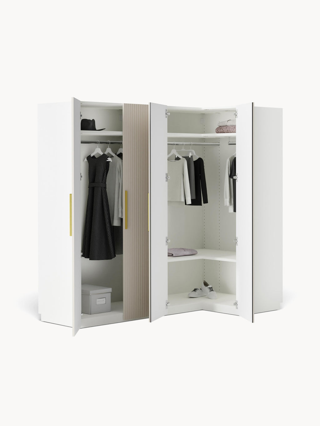 Simone Modular Corner Wardrobe, 215 cm Wide, in various sizes